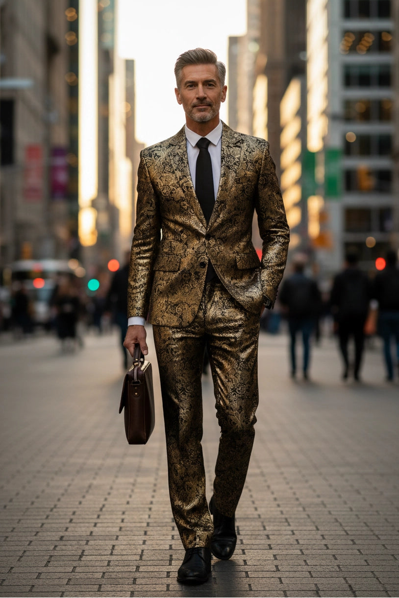 Men's Golden Evening & Gala Ready 2 Piece Suit