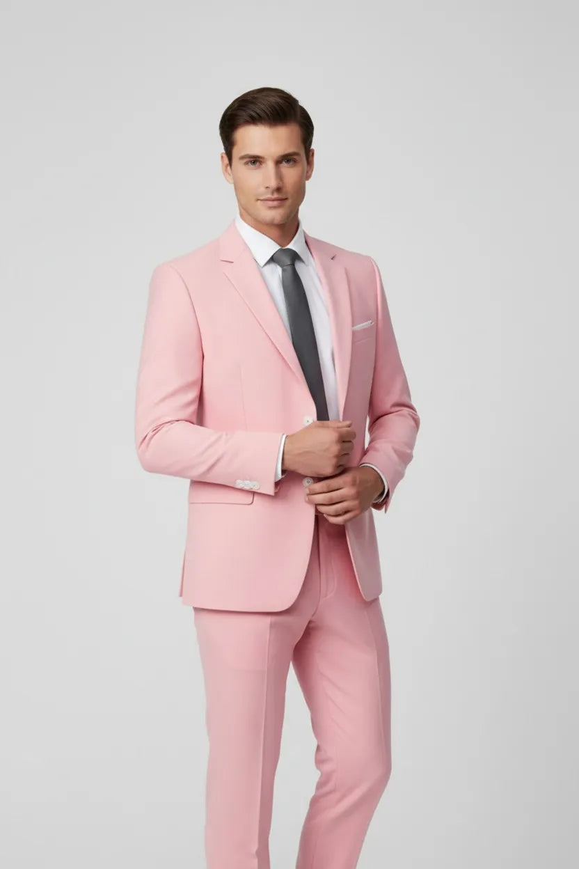 Men's Pink Slim Fit 2 Piece Suit