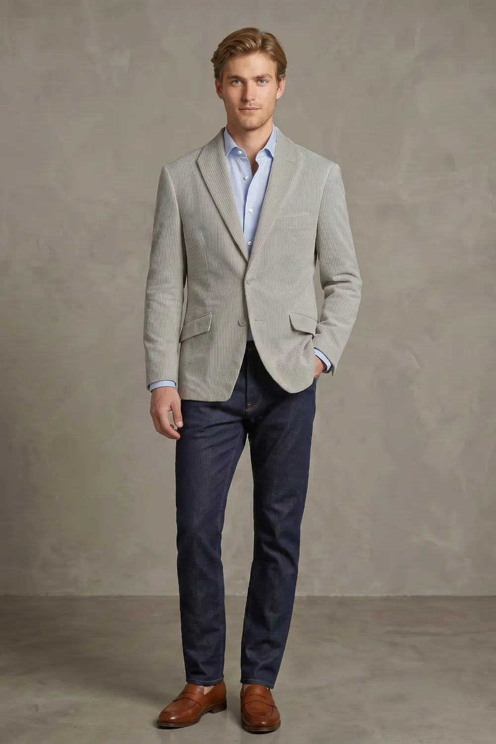 Men's Corduroy Notch Lapel 2 Piece Suit