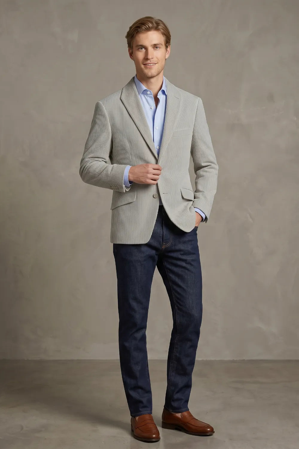 Men's Corduroy Notch Lapel 2 Piece Suit