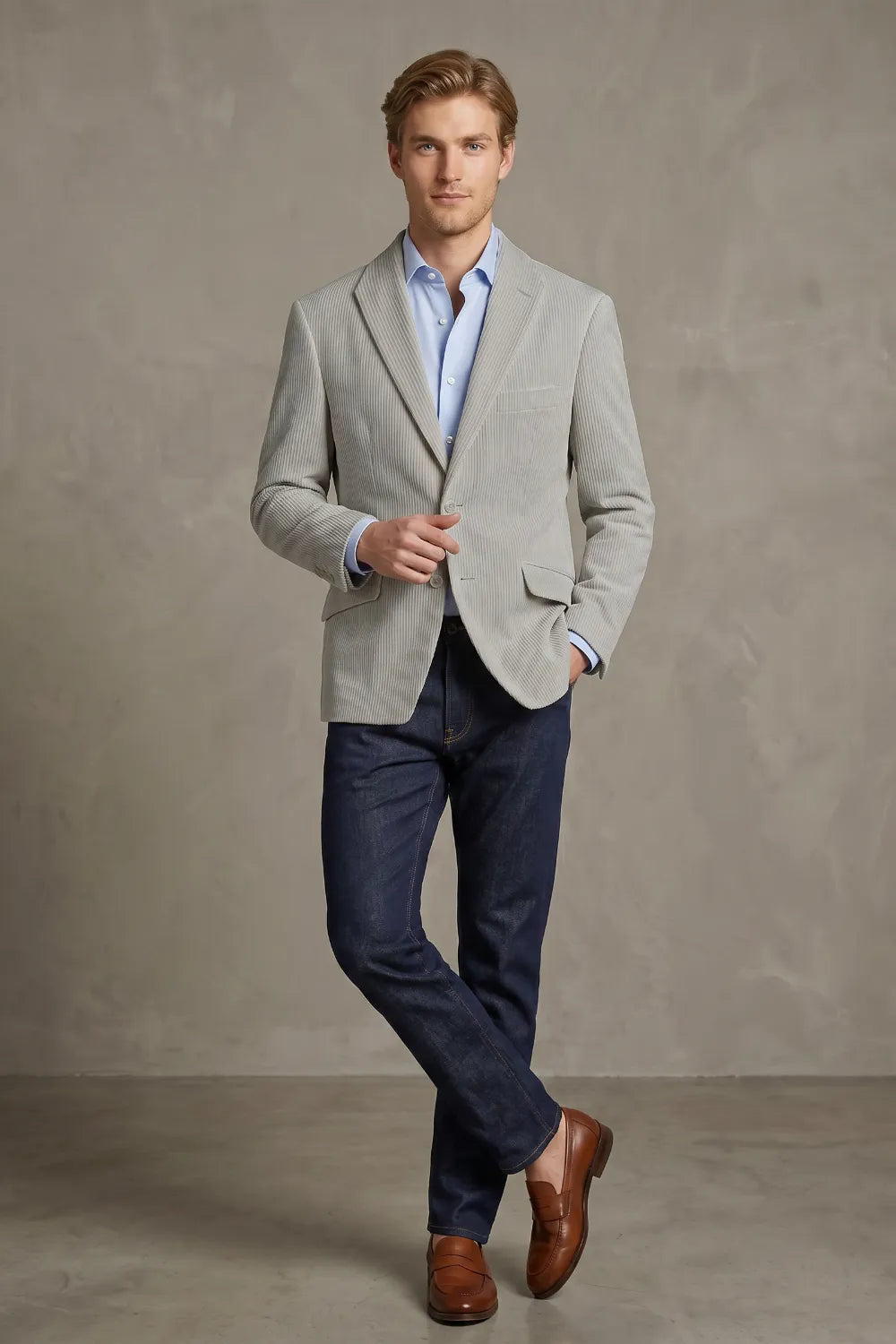 Men's Corduroy Notch Lapel 2 Piece Suit
