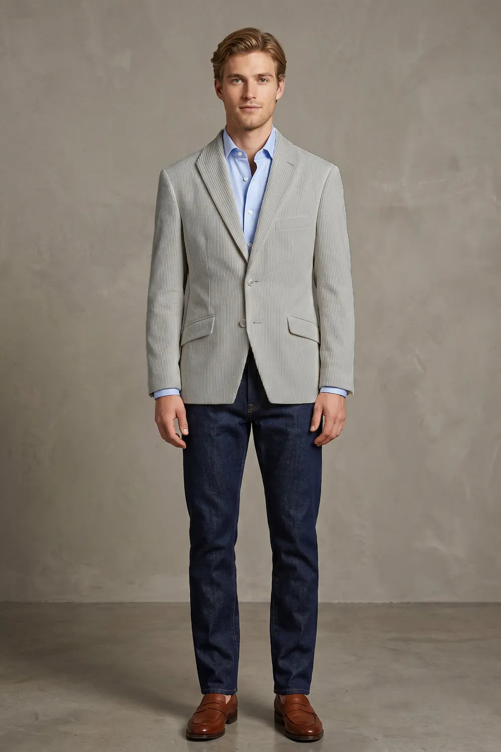 Men's Corduroy Notch Lapel 2 Piece Suit