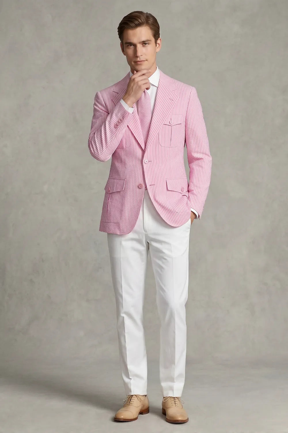 Men's Modern Seersucker 2 Piece Suit