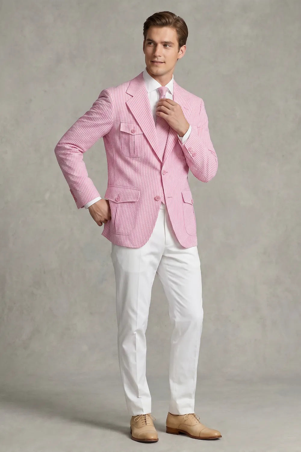Men's Modern Seersucker 2 Piece Suit