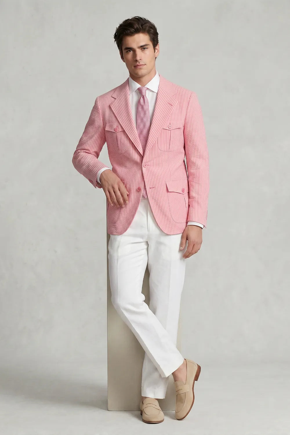 Men's Modern Seersucker 2 Piece Suit
