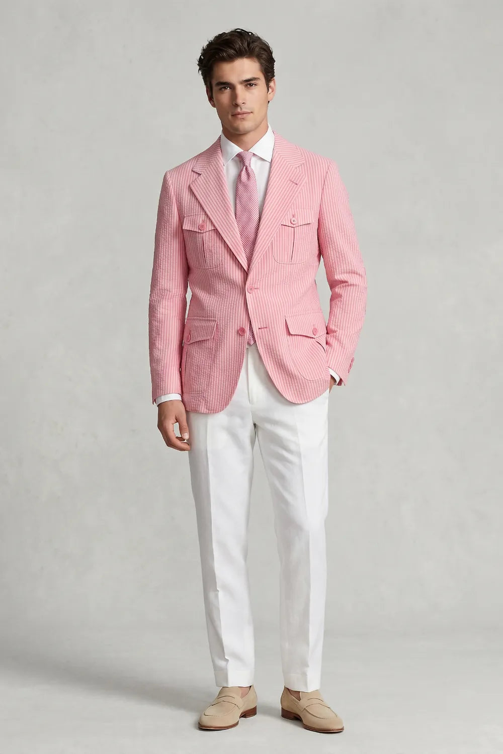 Men's Modern Seersucker 2 Piece Suit