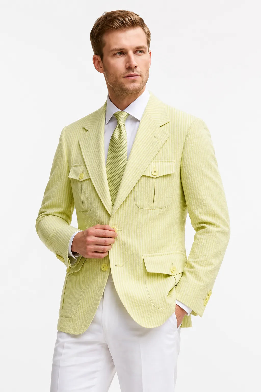 Men's Modern Seersucker 2 Piece Suit
