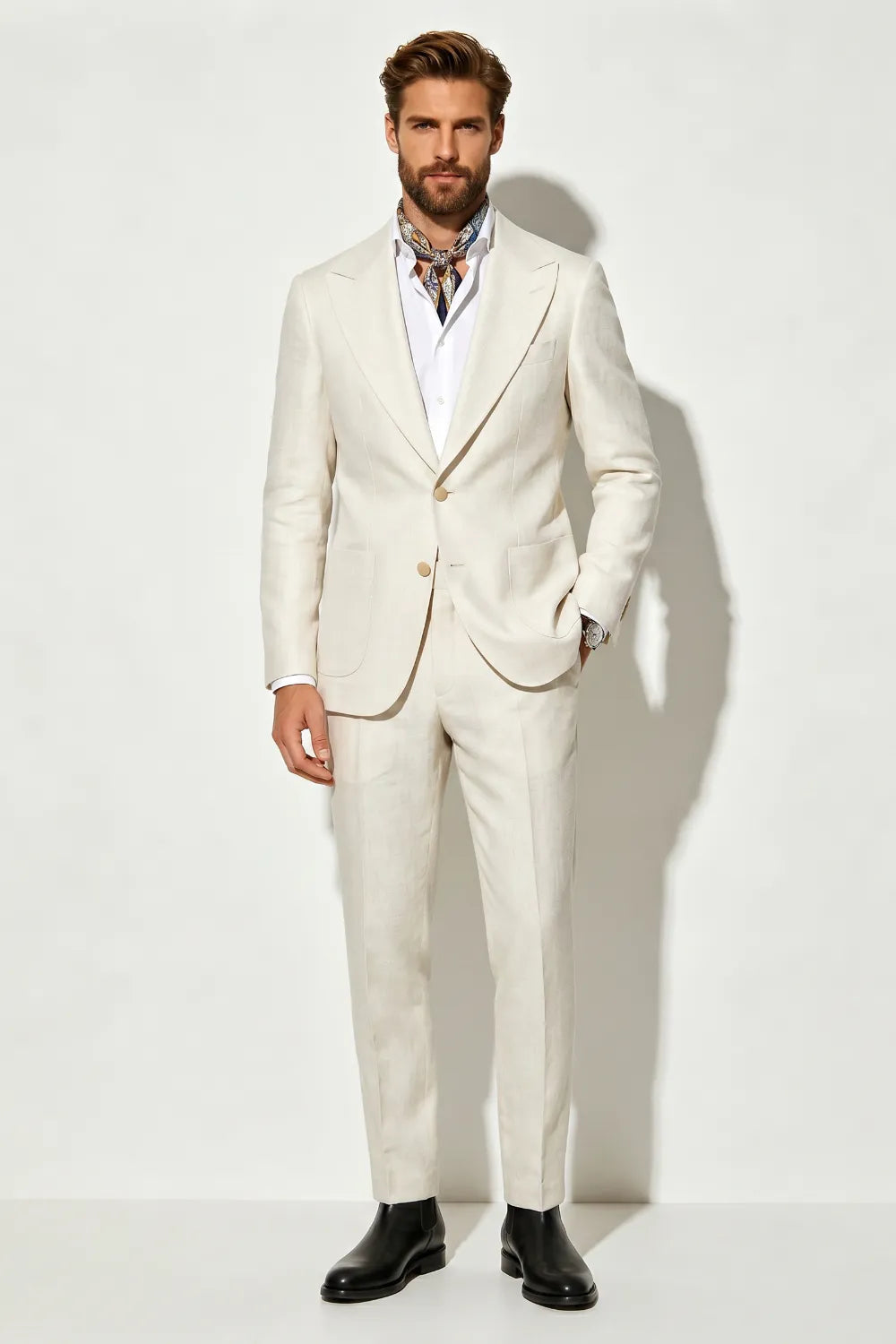 Men's Summer Linen Blend 2 Piece Suit
