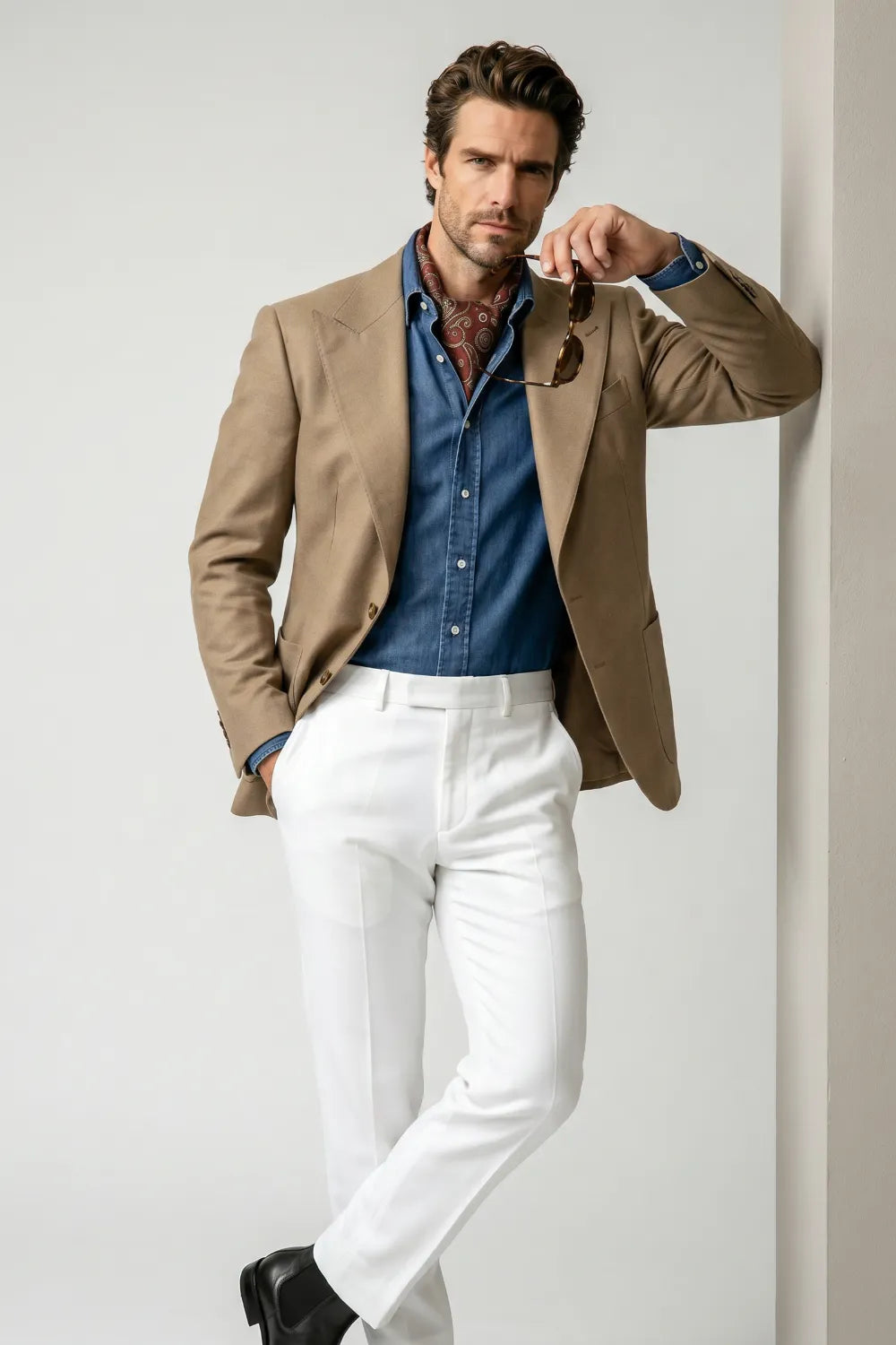 Men's Camel Lightweight Textured 2-Piece Suit