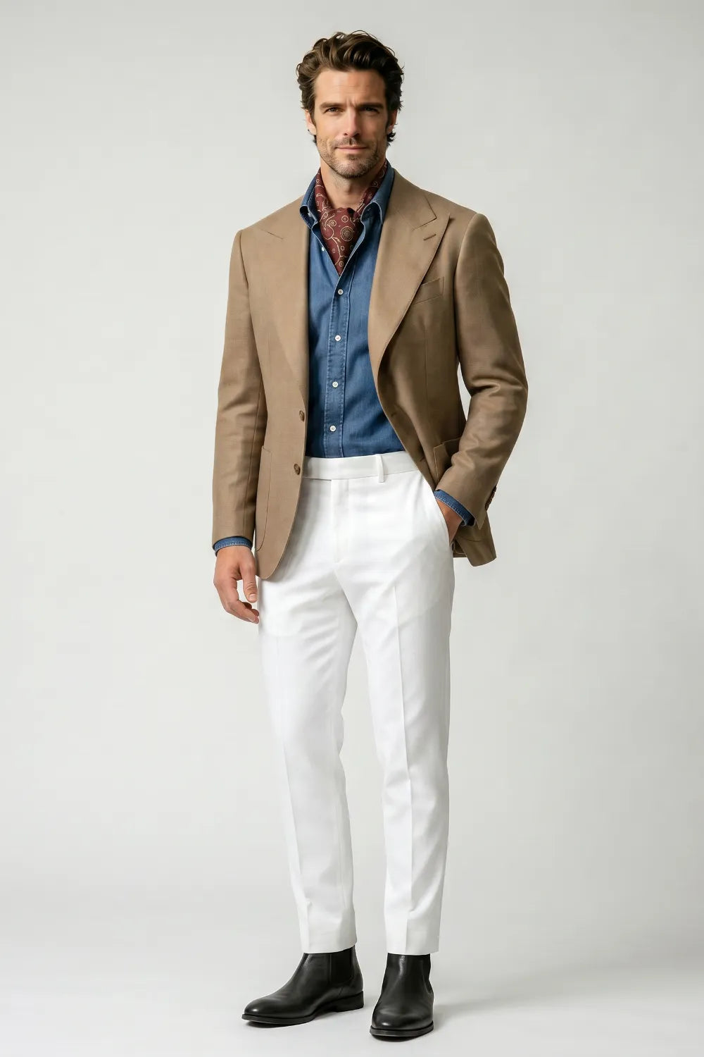 Men's Camel Lightweight Textured 2-Piece Suit