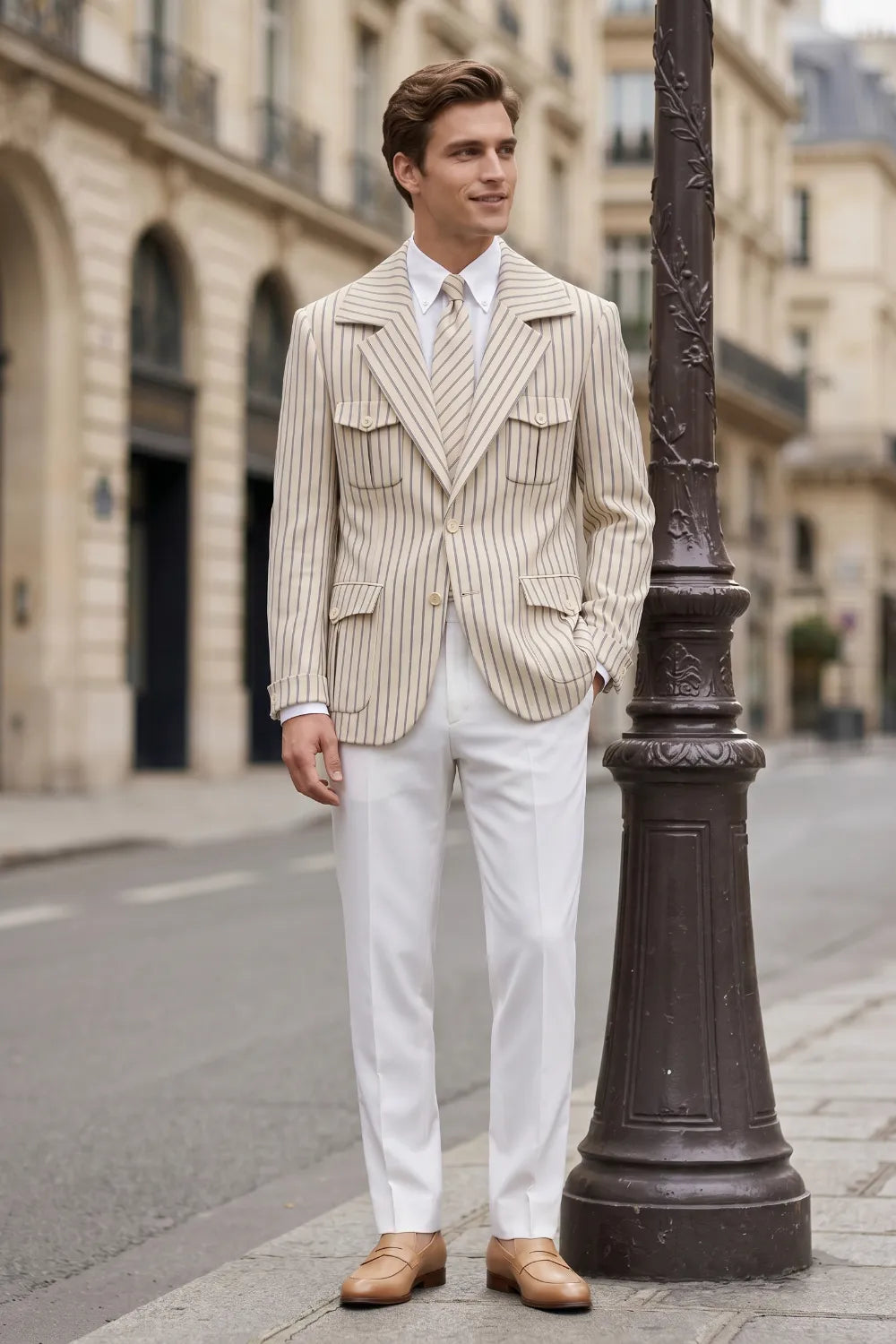 Men's Pinstripe Safari 2 Piece Suit