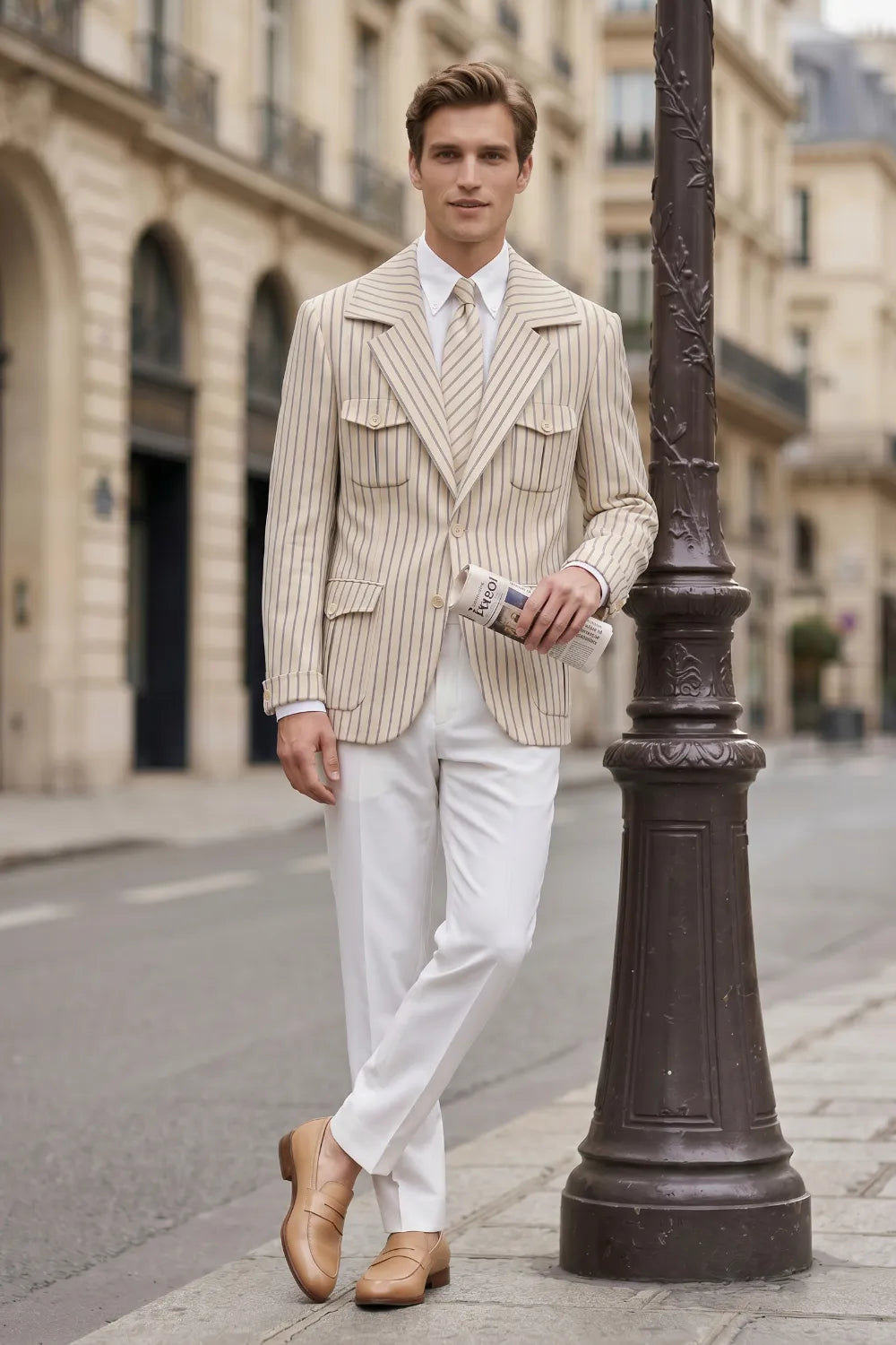 Men's Pinstripe Safari 2 Piece Suit
