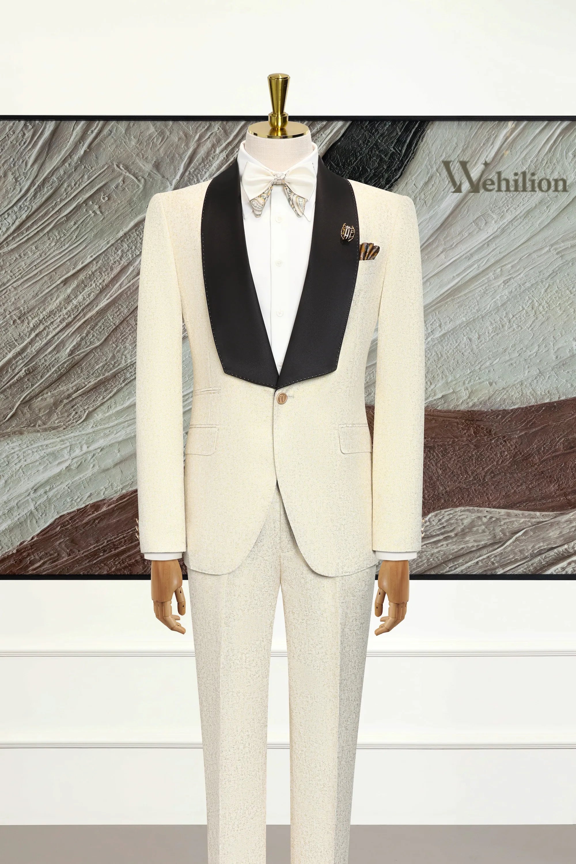 Men's Beige Shawl Lapel Party 2 Piece Suits