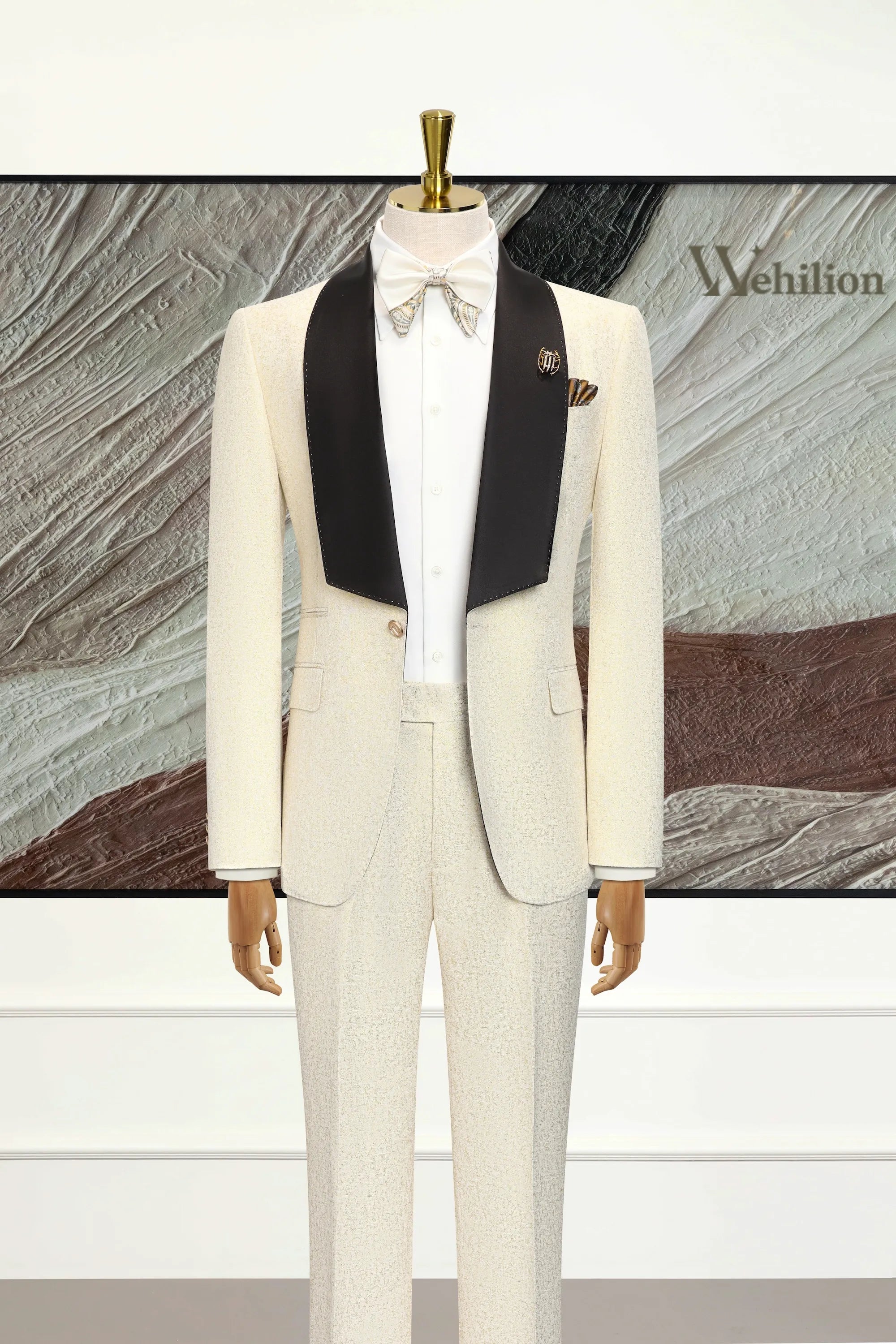 Men's Beige Shawl Lapel Party 2 Piece Suits