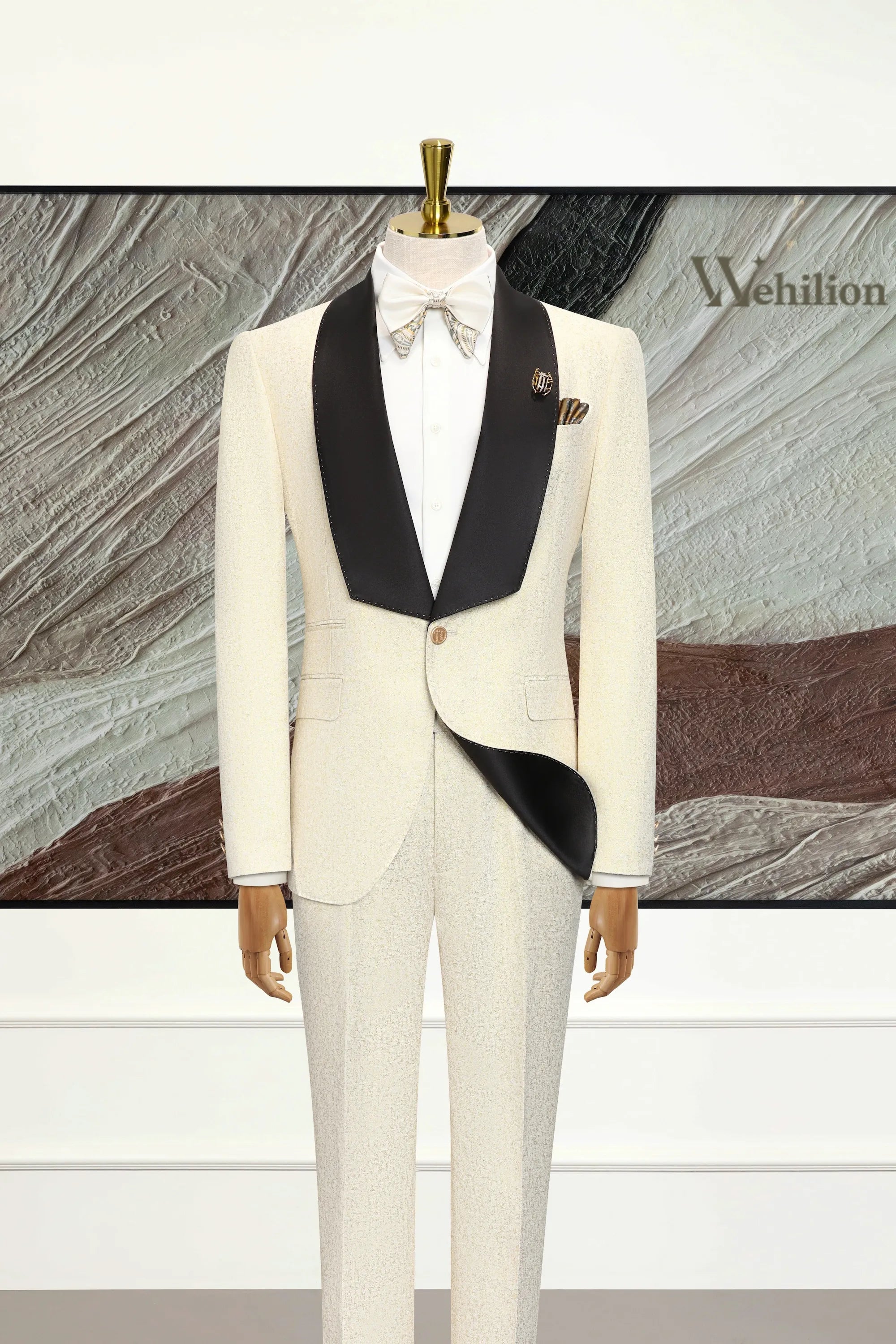 Men's Beige Shawl Lapel Party 2 Piece Suits