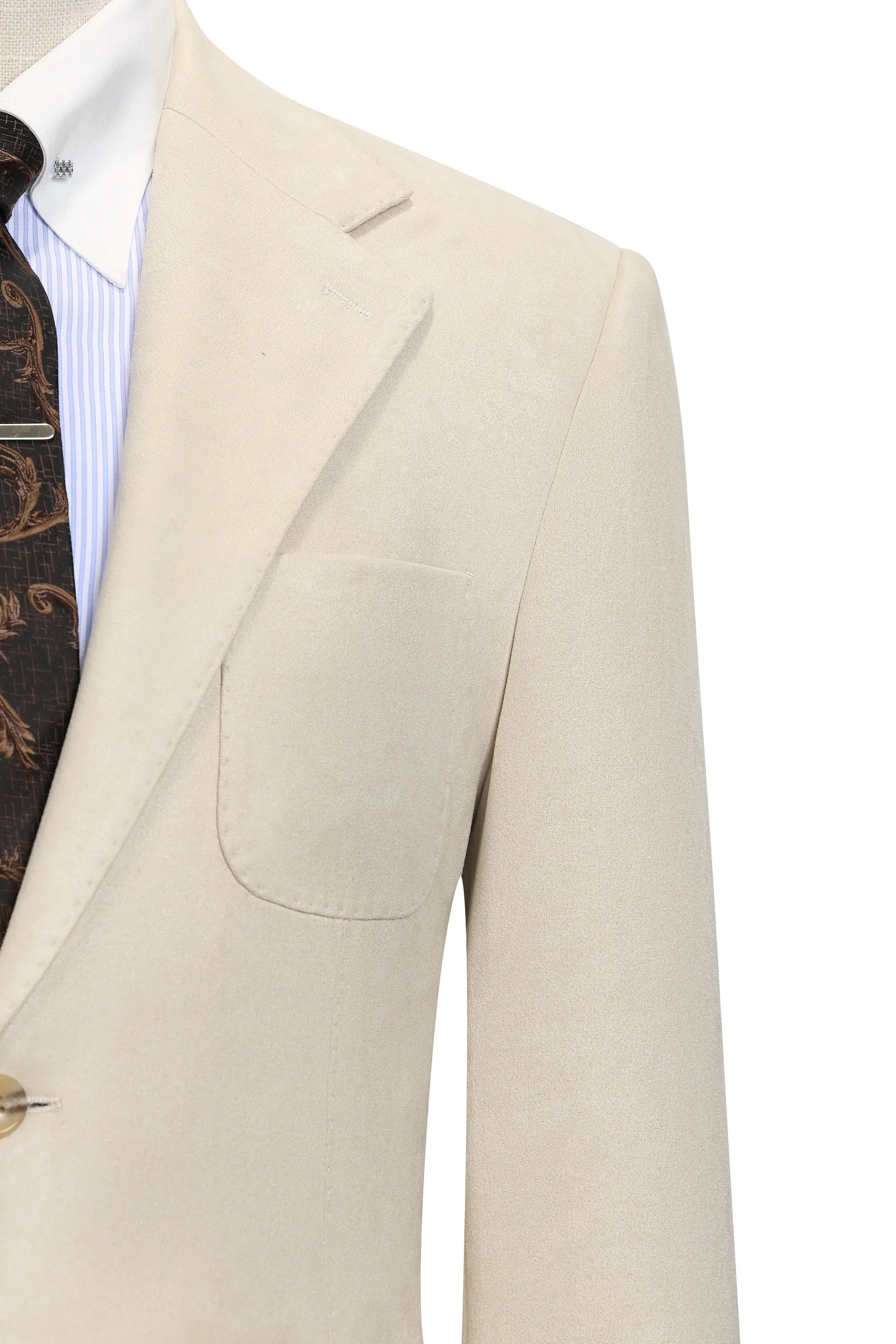 Men's Beige Suede 2 Piece Suit