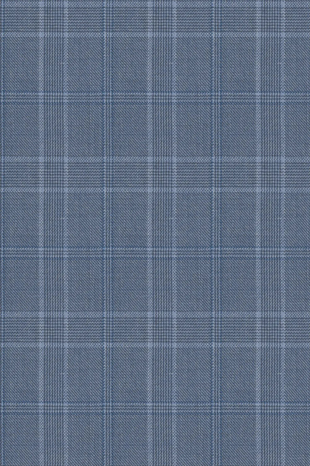 Men's Light Blue Double Breasted Prince Of Wales Check 2-Piece Suit