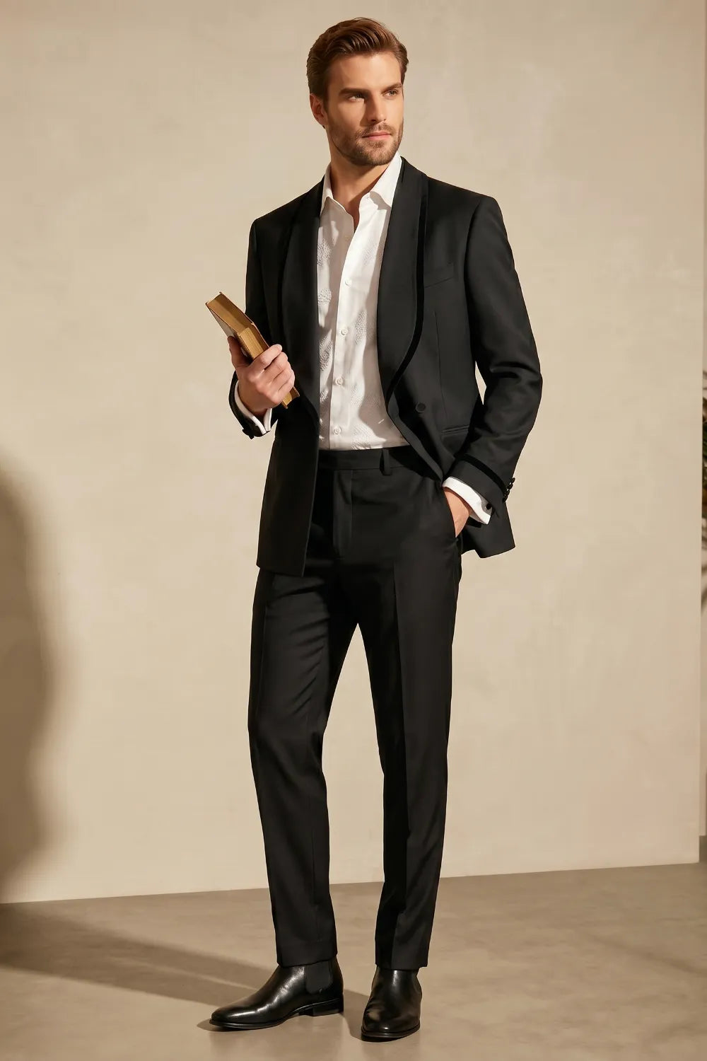 Men's Black Shawl Lapel 2-Piece Tuxedo