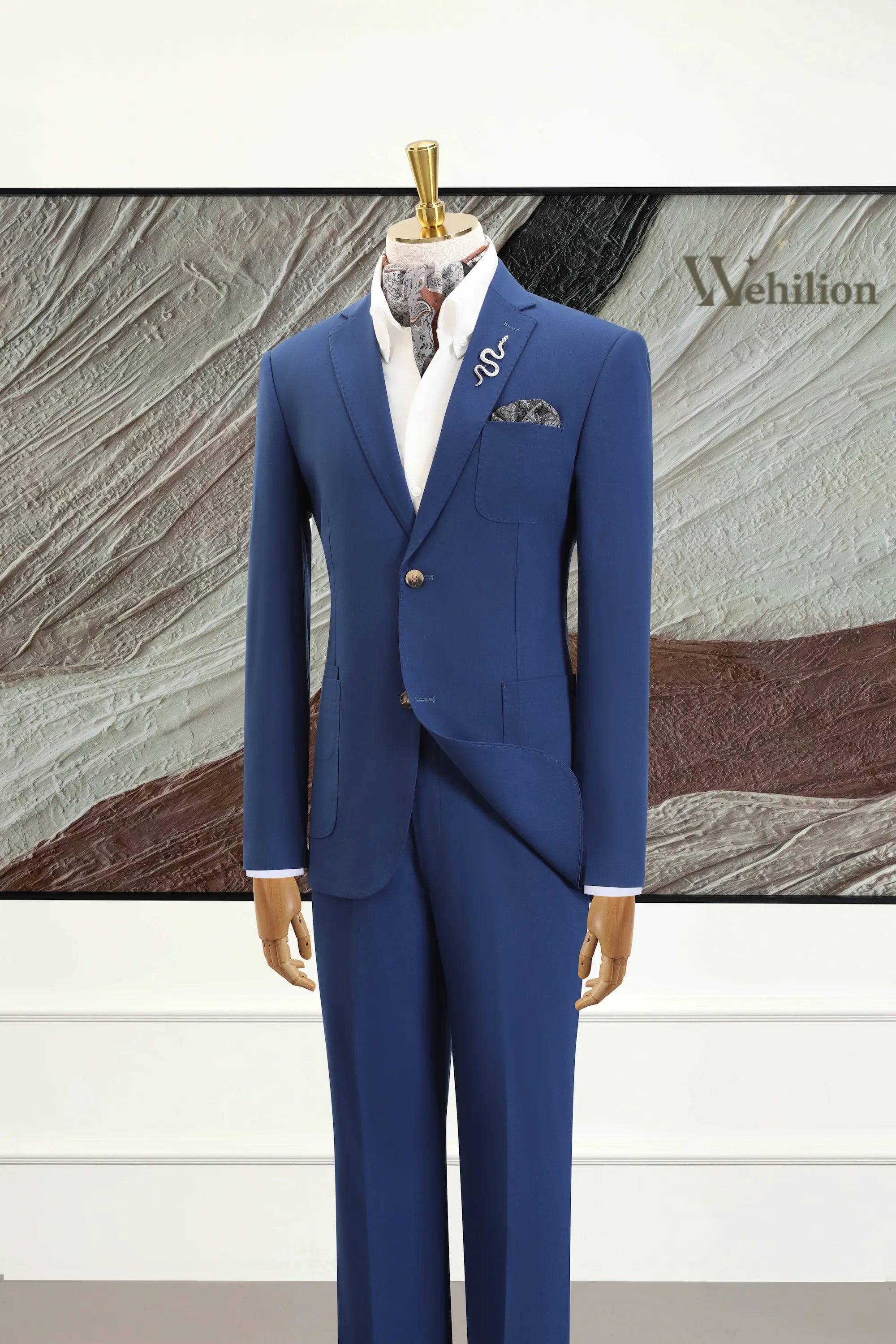 Men's Blue Coral Grass Bamboo Fiber 2 Piece Suits