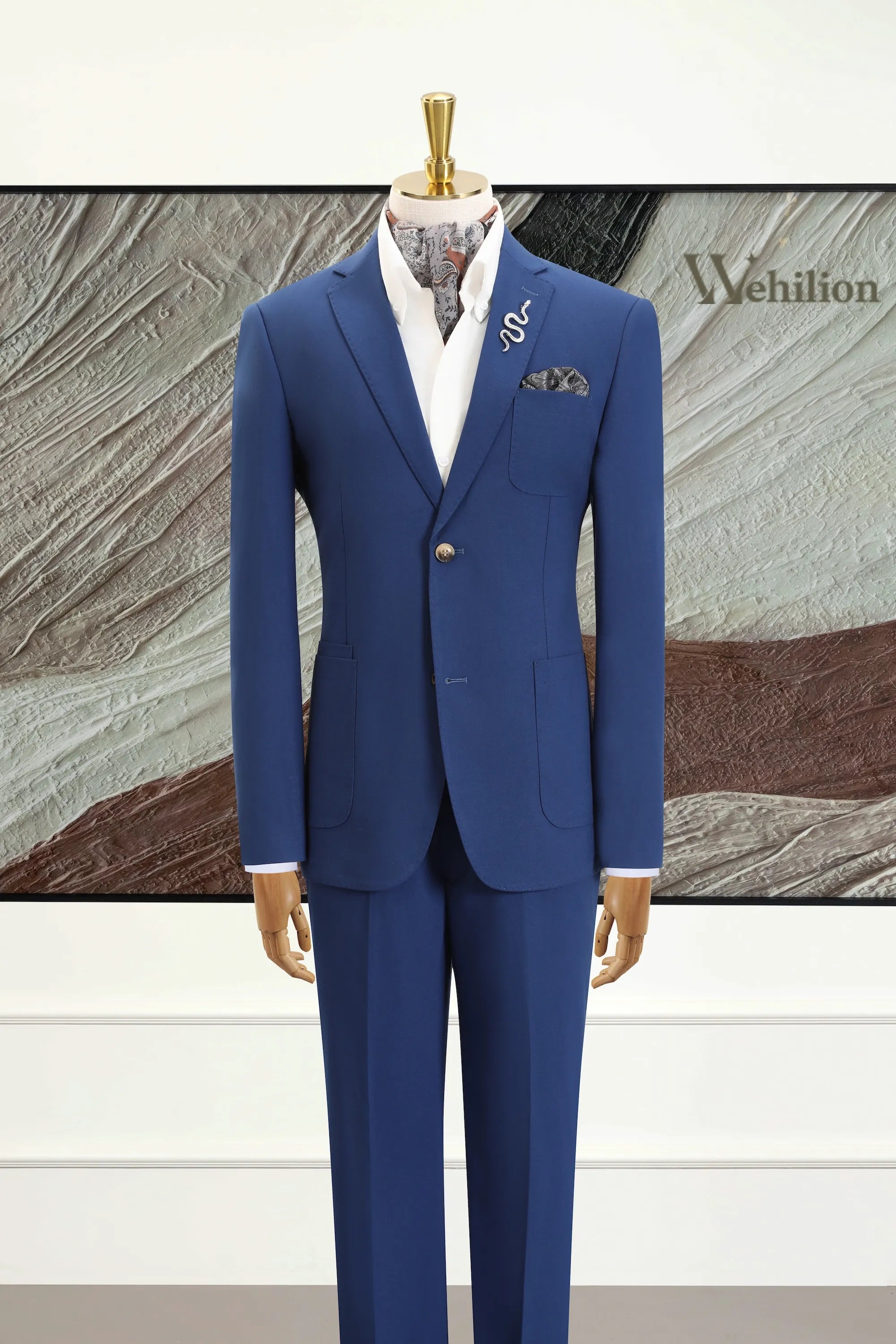 Men's Blue Coral Grass Bamboo Fiber 2 Piece Suits