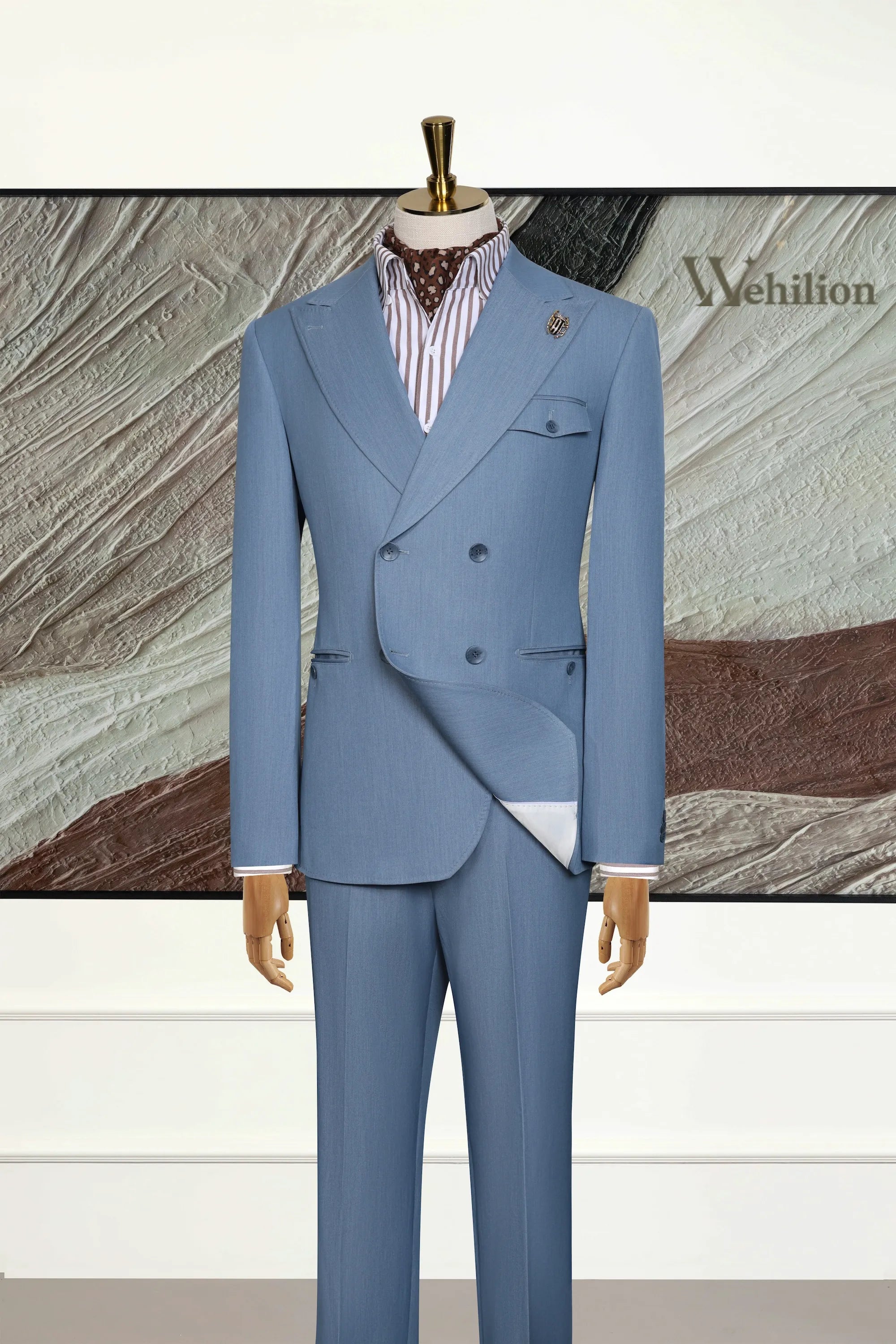 Men's Tencel-Wool Denim-Look 2 Piece Suits