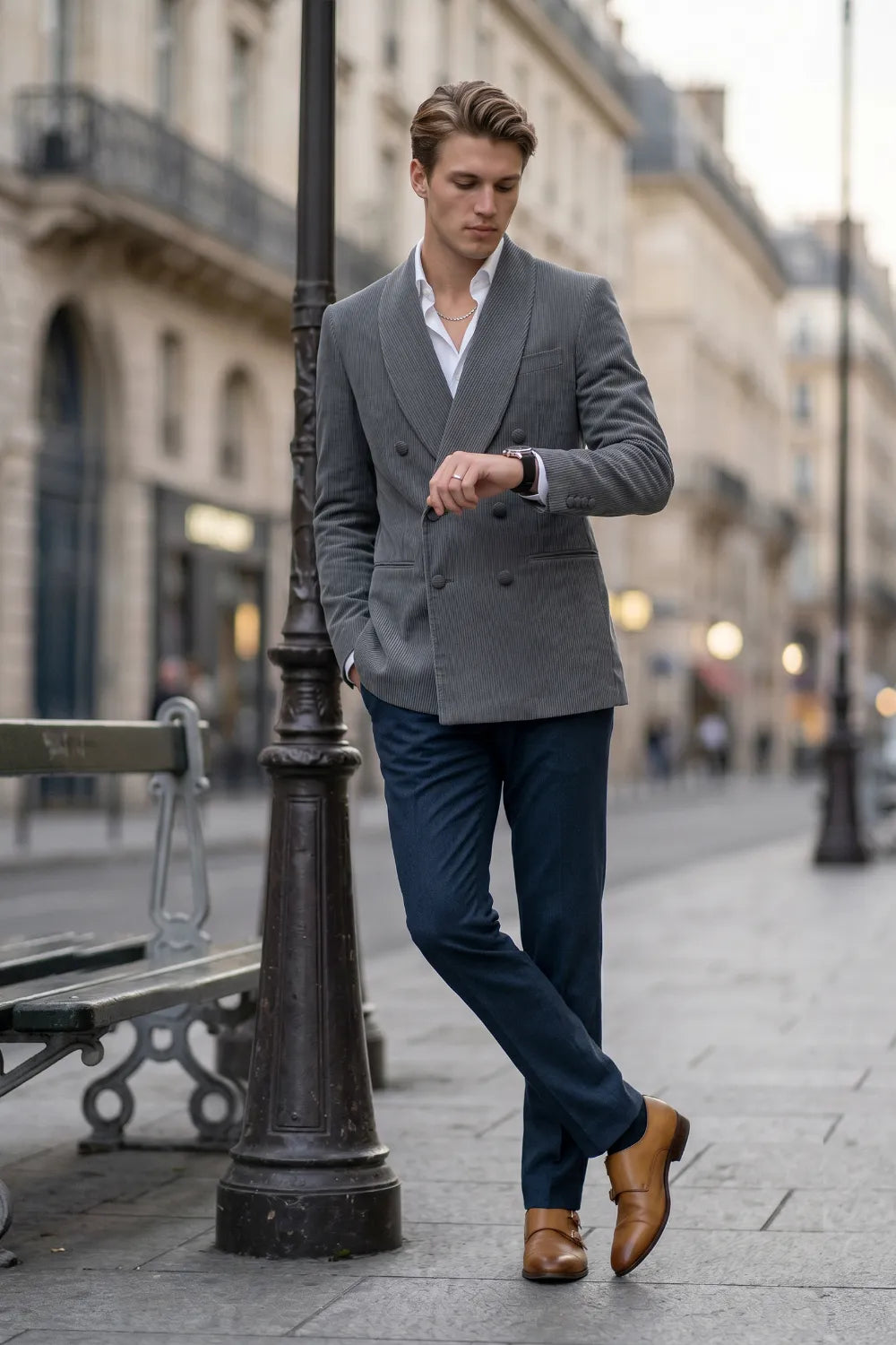 Men's Refined Shawl Lapel Double Breasted 2 Piece Suit
