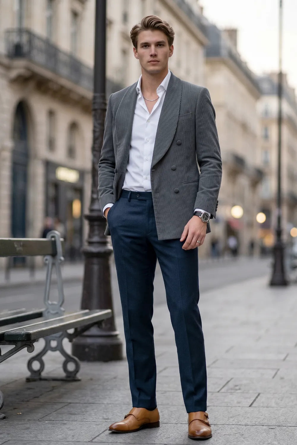 Men's Refined Shawl Lapel Double Breasted 2 Piece Suit