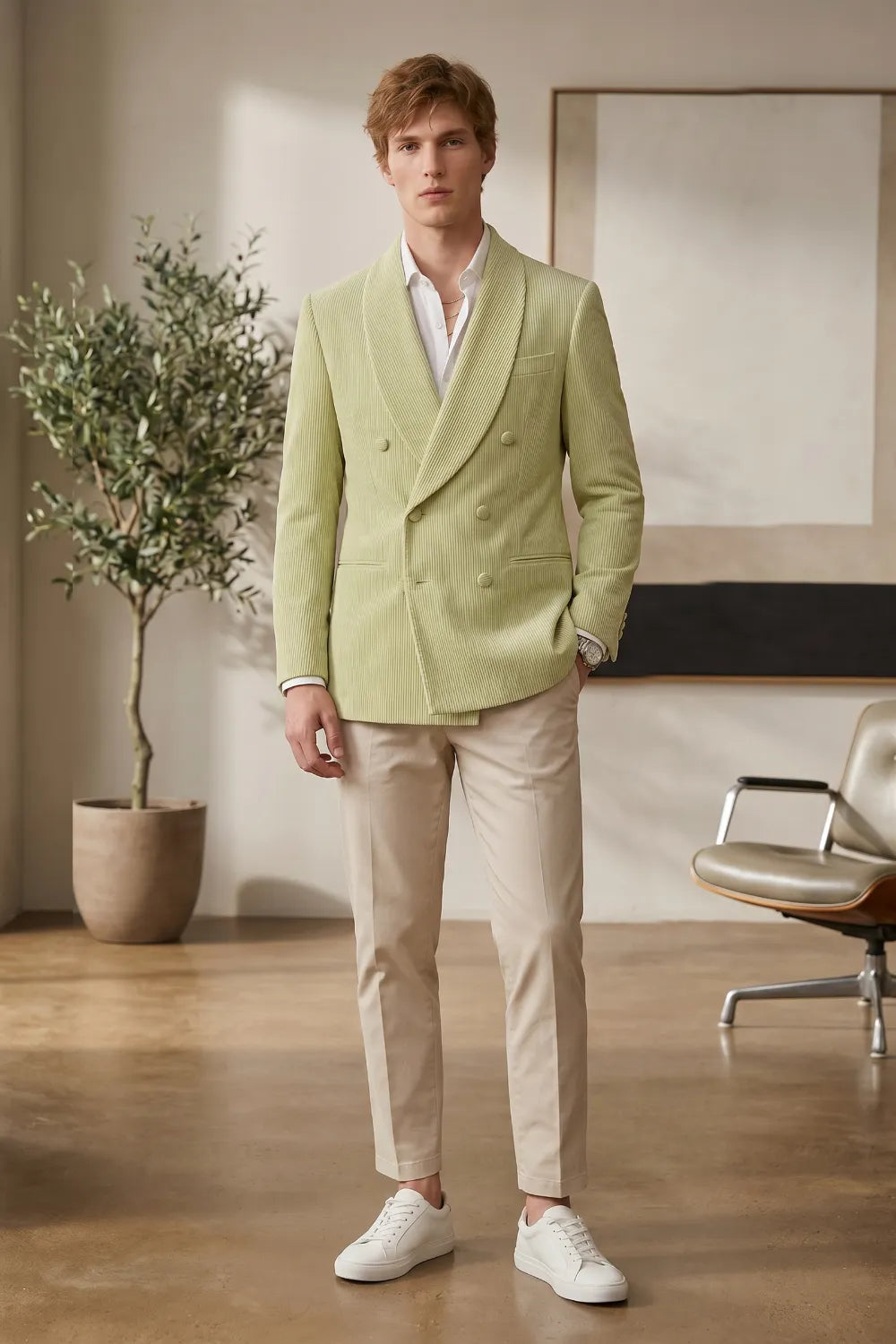 Men's Refined Shawl Lapel Double Breasted 2 Piece Suit