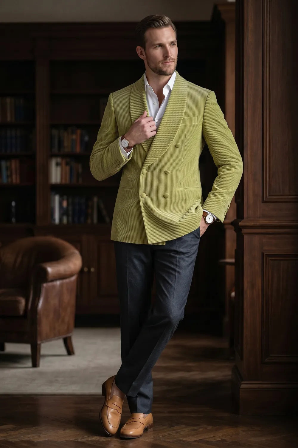Men's Refined Shawl Lapel Double Breasted 2 Piece Suit