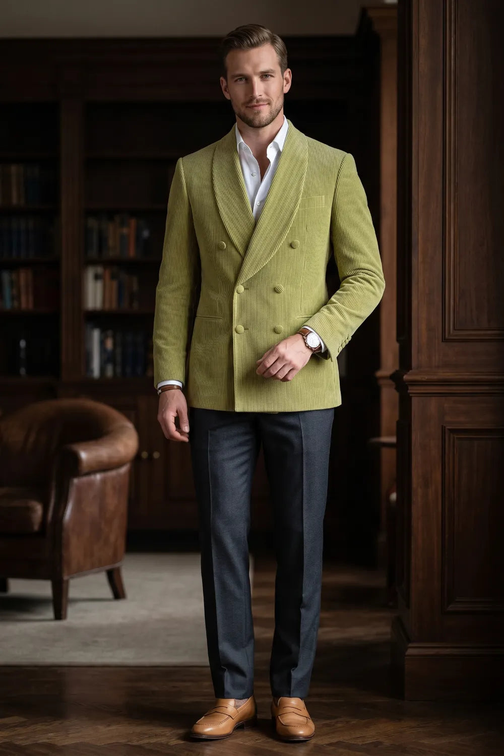 Men's Refined Shawl Lapel Double Breasted 2 Piece Suit