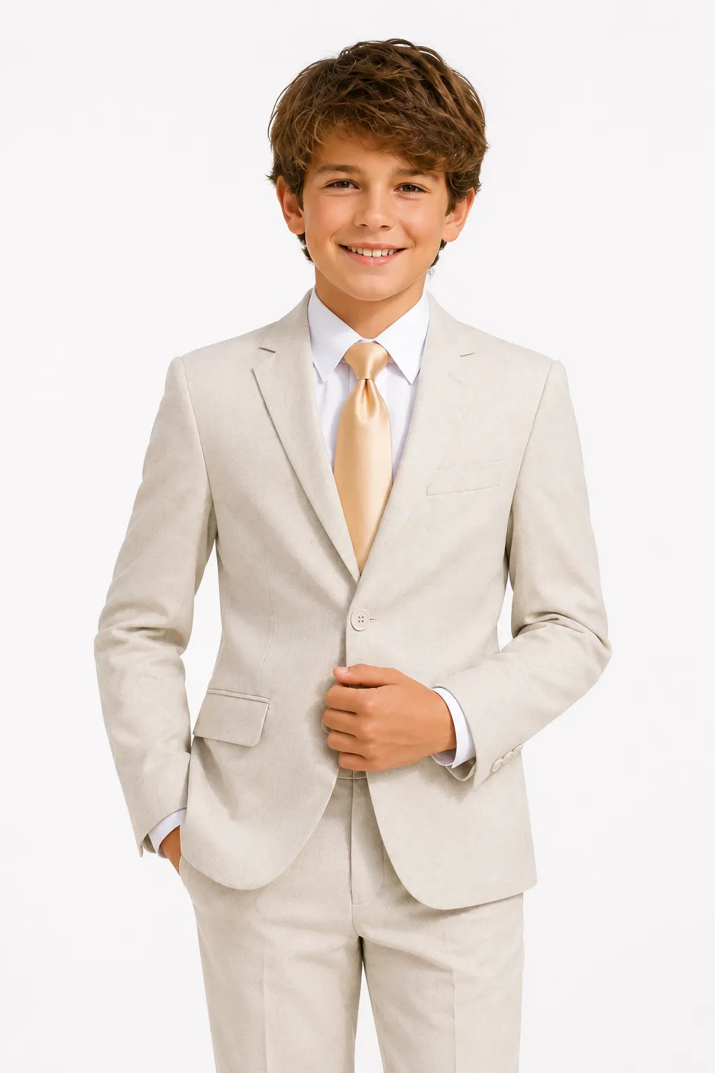 Boys Pastel Cotton Linen 2 Piece Suit