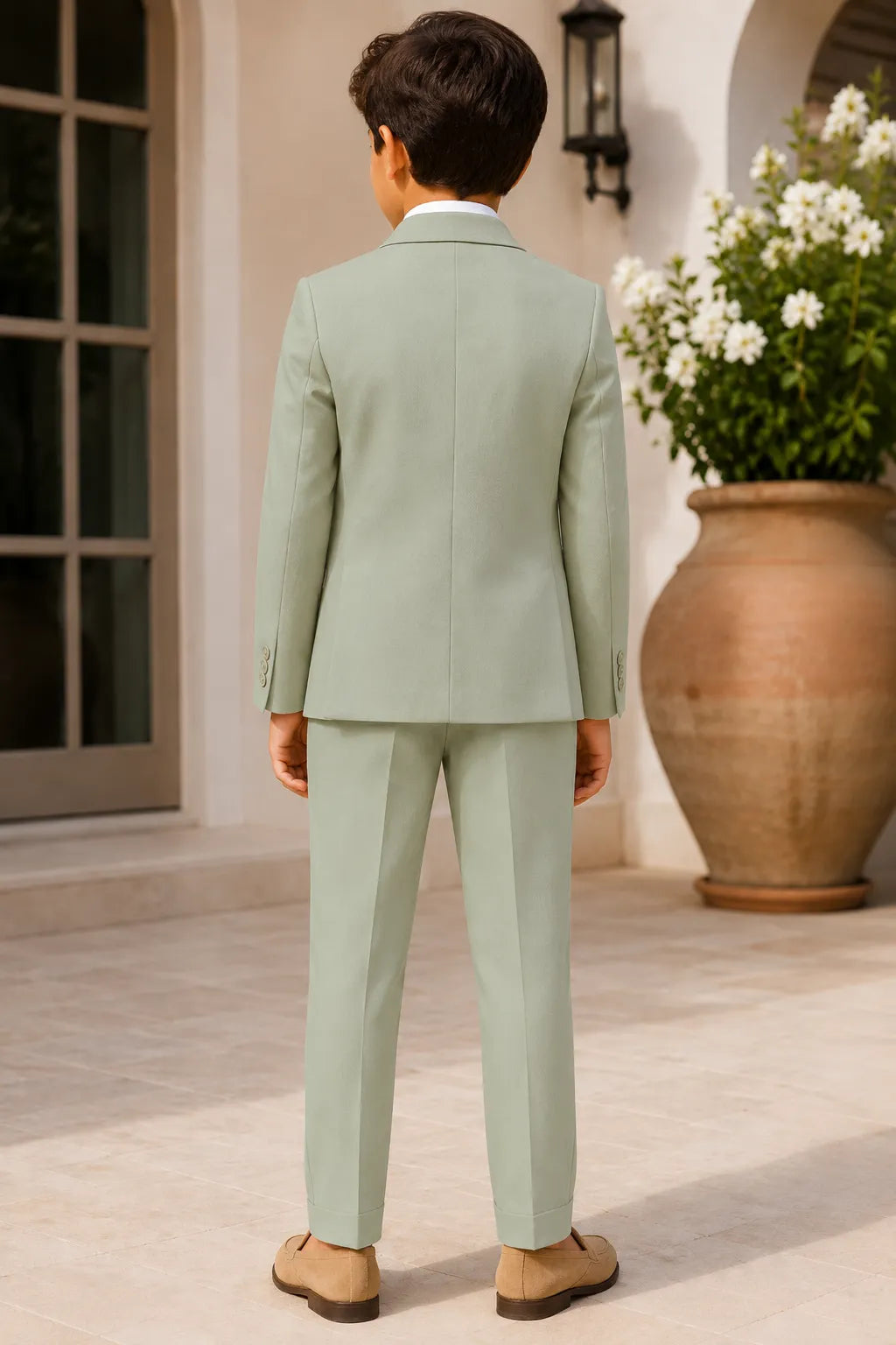 Boys Pastel Cotton Linen 2 Piece Suit