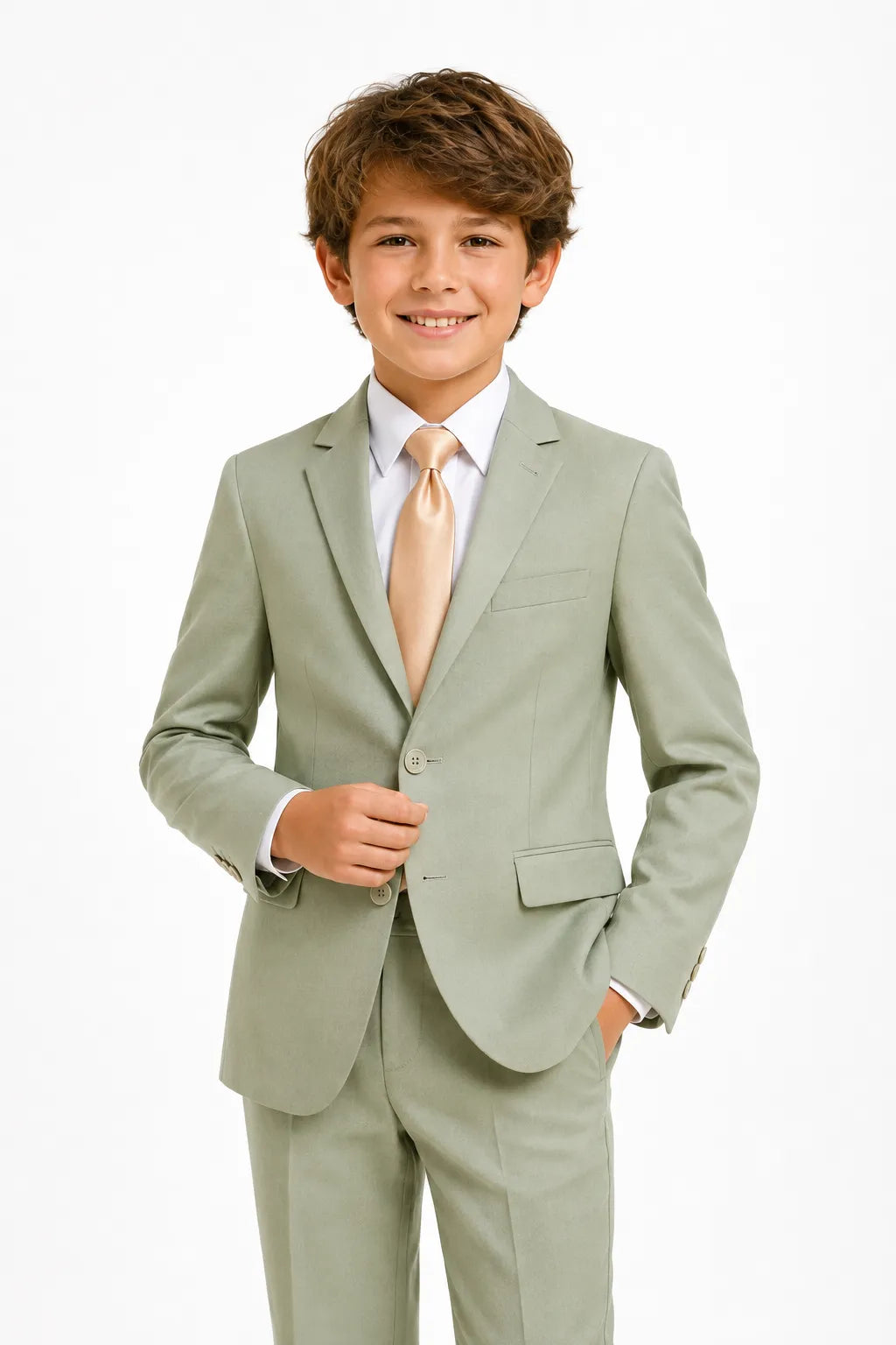 Boys Pastel Cotton Linen 2 Piece Suit