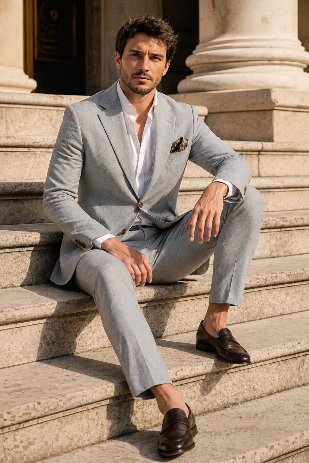 Men's Linen Refined Spring Wedding 2 Piece Suit