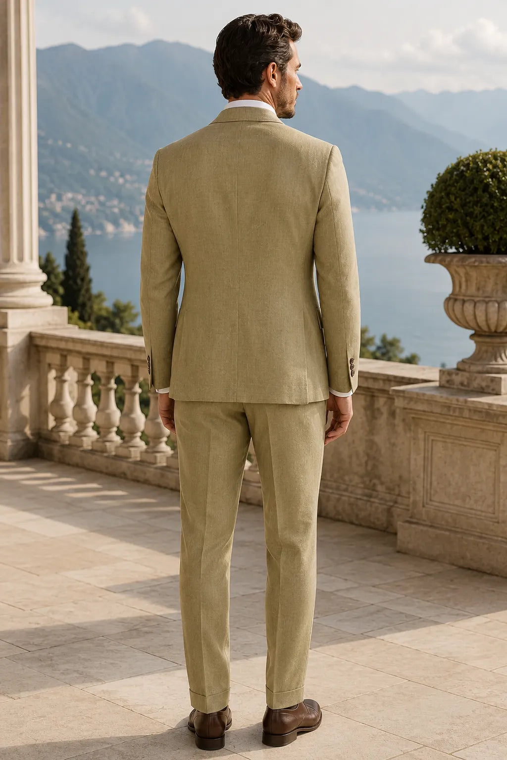 Men's Linen Refined Spring Wedding 2 Piece Suit