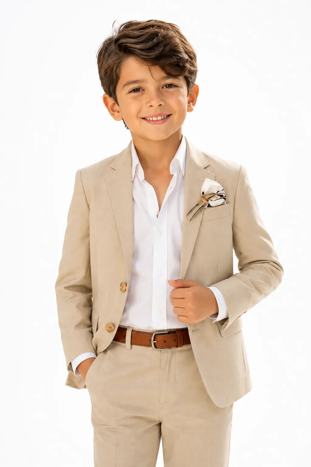 Boys Pastel Cotton Linen 2 Piece Suit