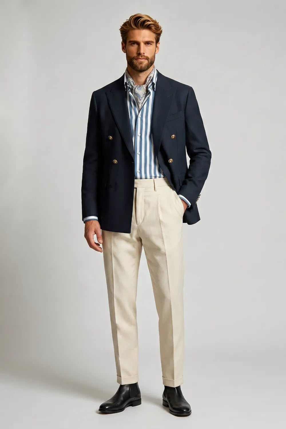 Men's Navy Double Breasted 2 Piece Suit