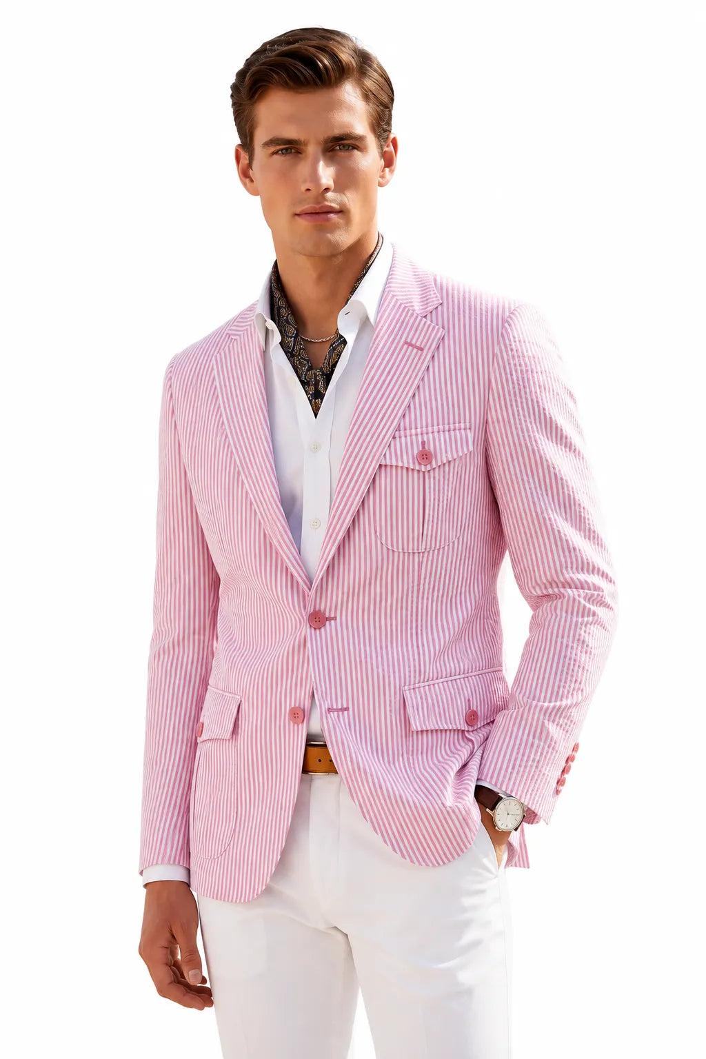Men's Summer Seersucker 2 Piece Suit