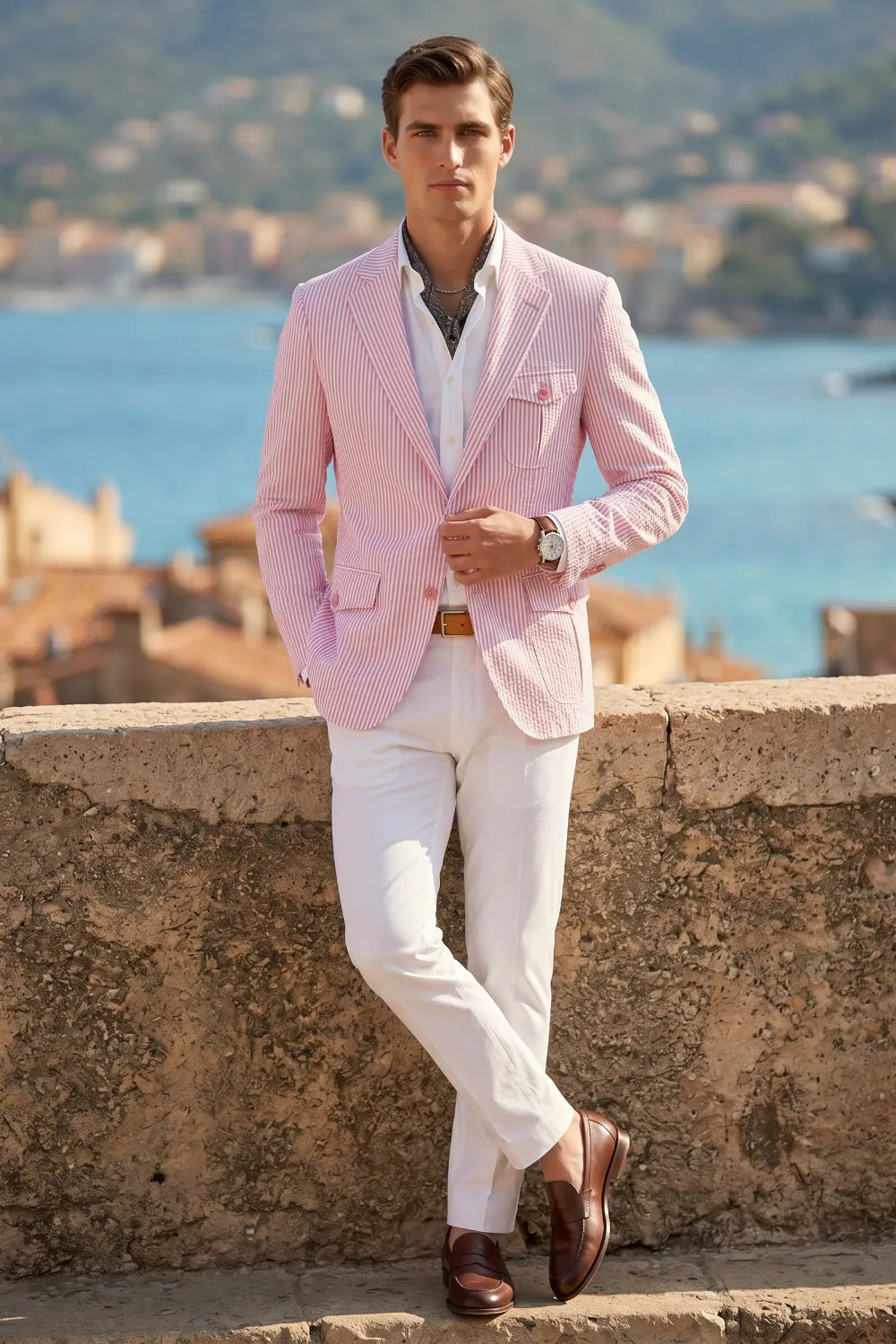 Men's Summer Seersucker 2 Piece Suit