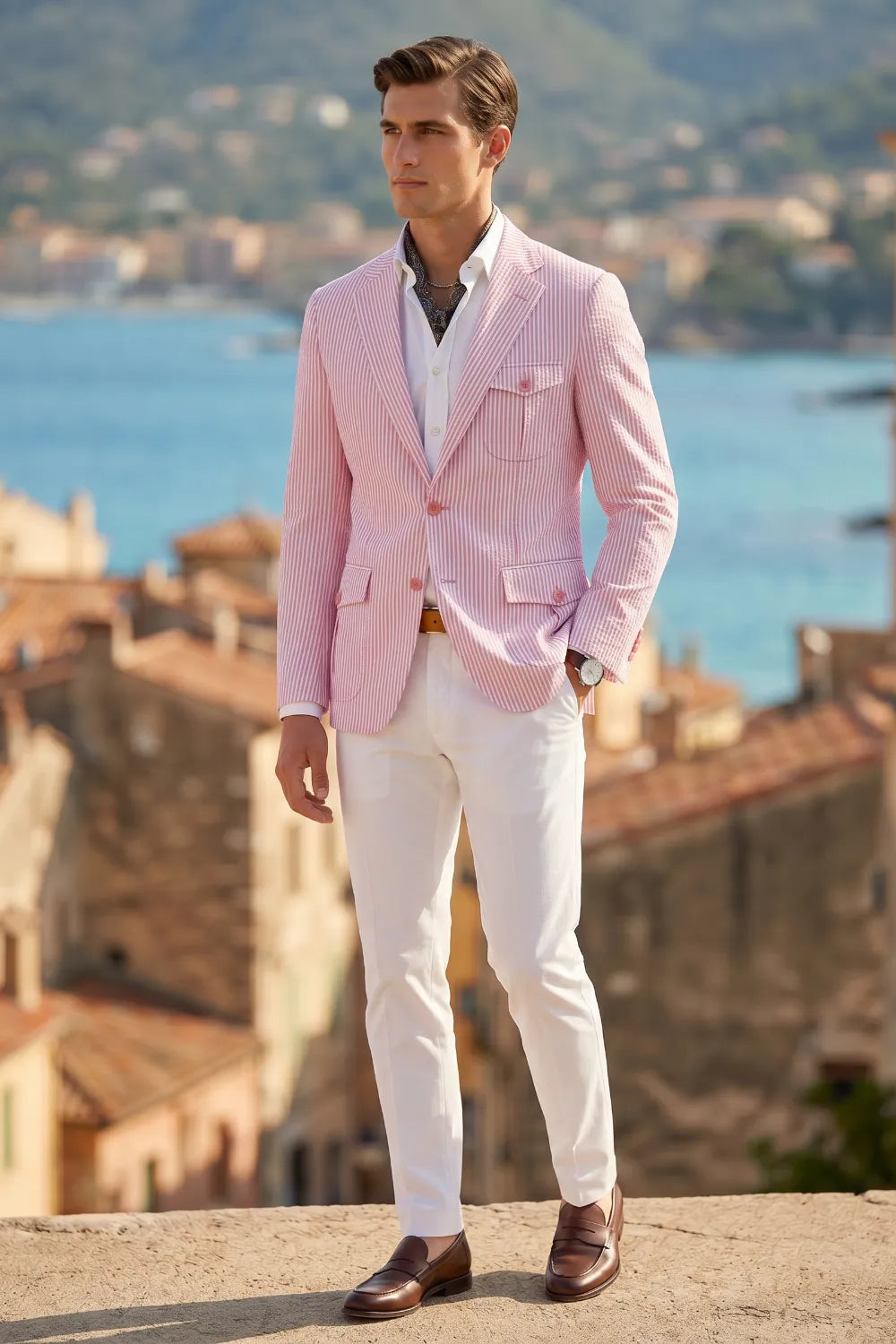 Men's Summer Seersucker 2 Piece Suit