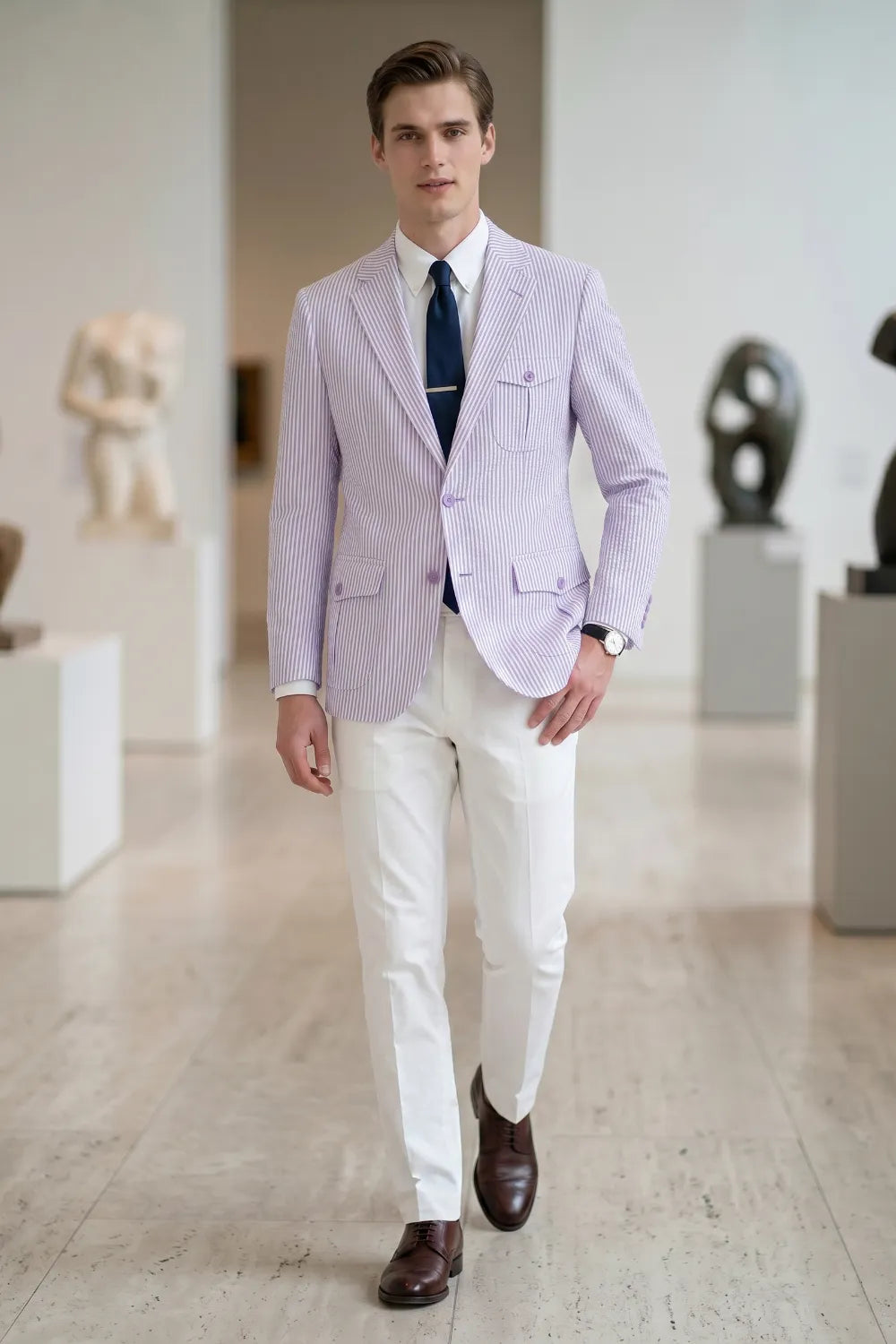 Men's Summer Seersucker 2 Piece Suit