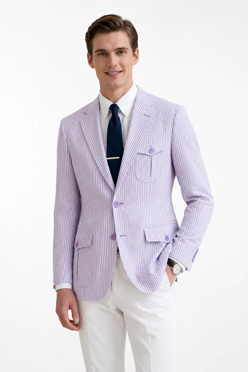 Men's Summer Seersucker 2 Piece Suit