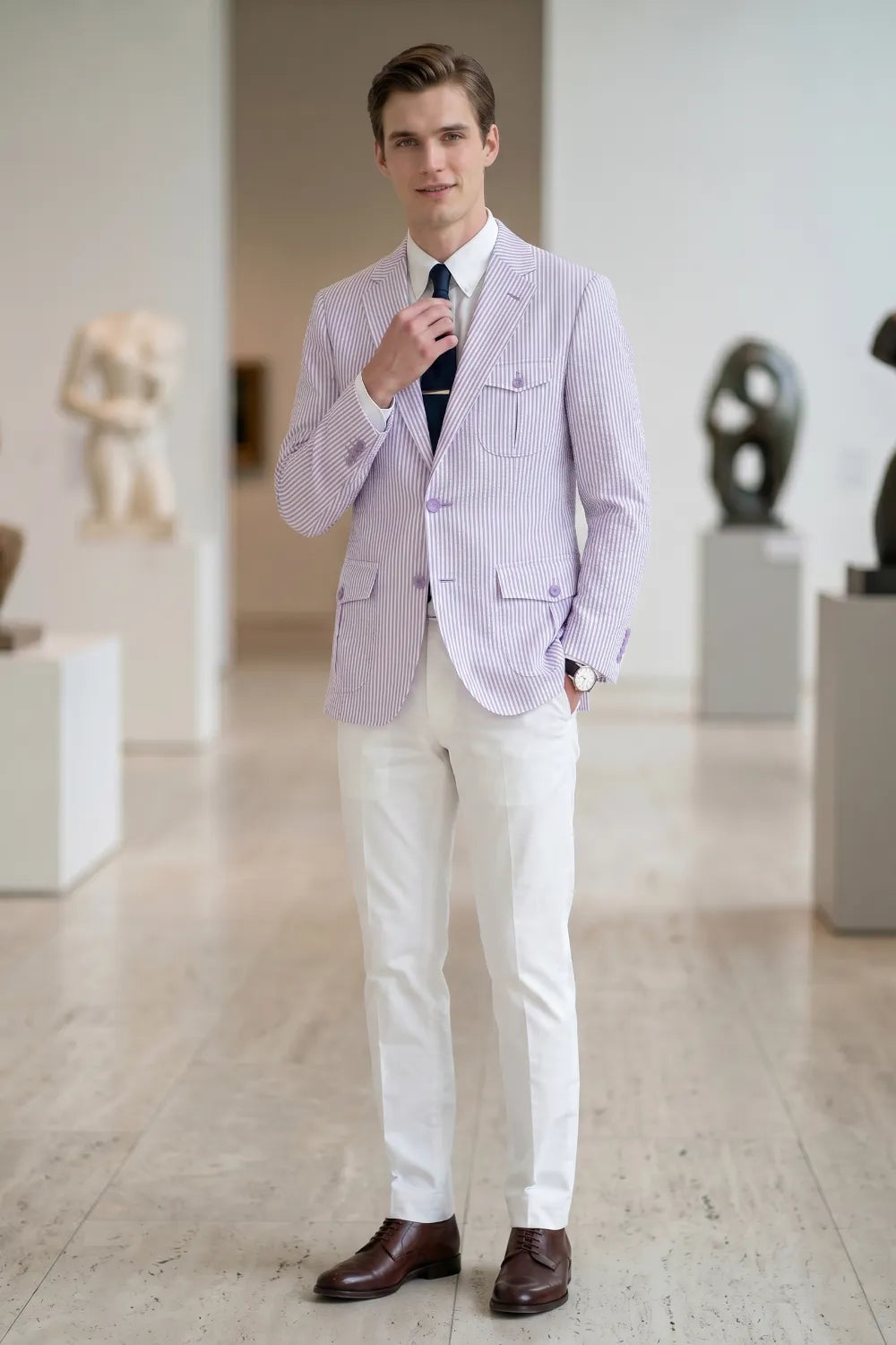 Men's Summer Seersucker 2 Piece Suit