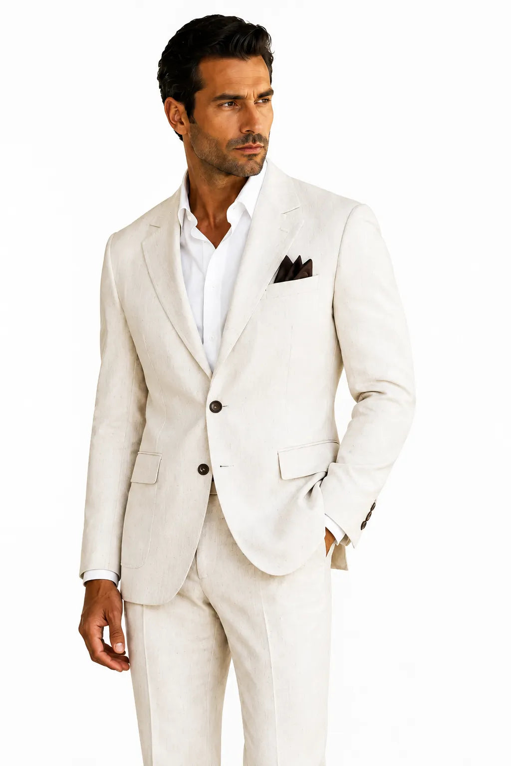 Men's Linen Refined Spring Wedding 2 Piece Suit