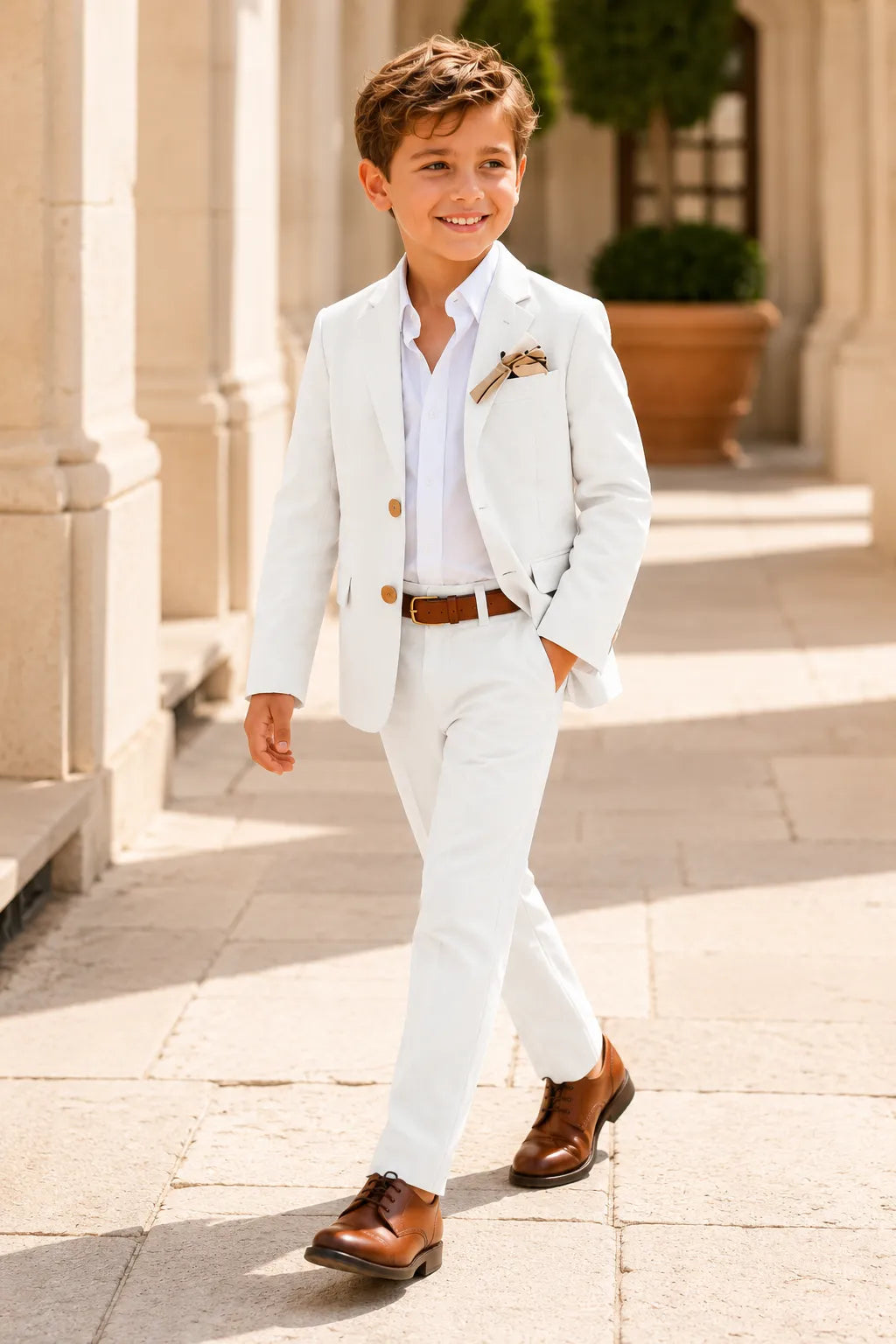 Boys Pastel Cotton Linen 2 Piece Suit