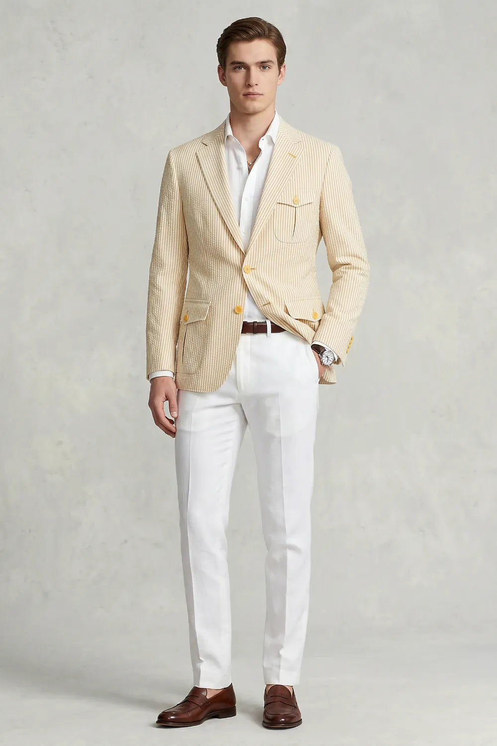 Men's Summer Seersucker 2 Piece Suit