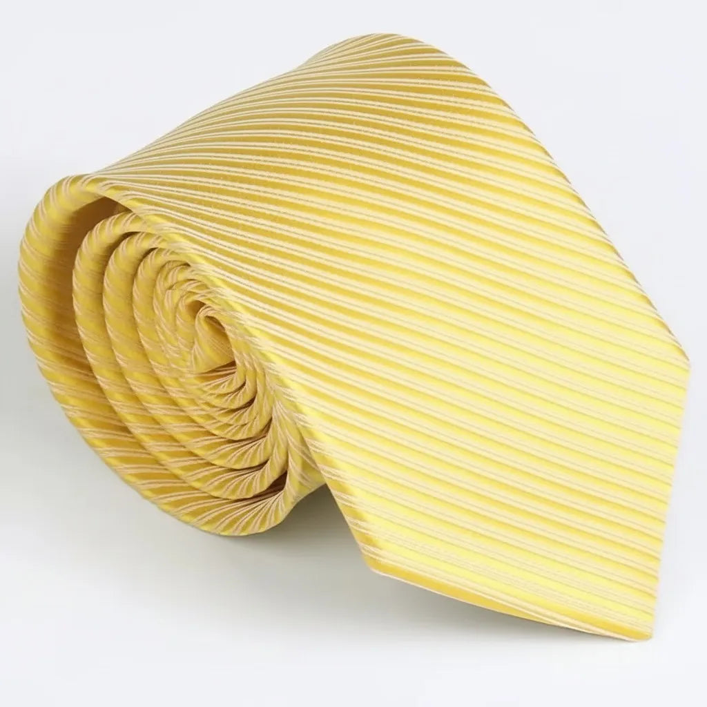 Men's Bright Yellow Striped Formal Necktie