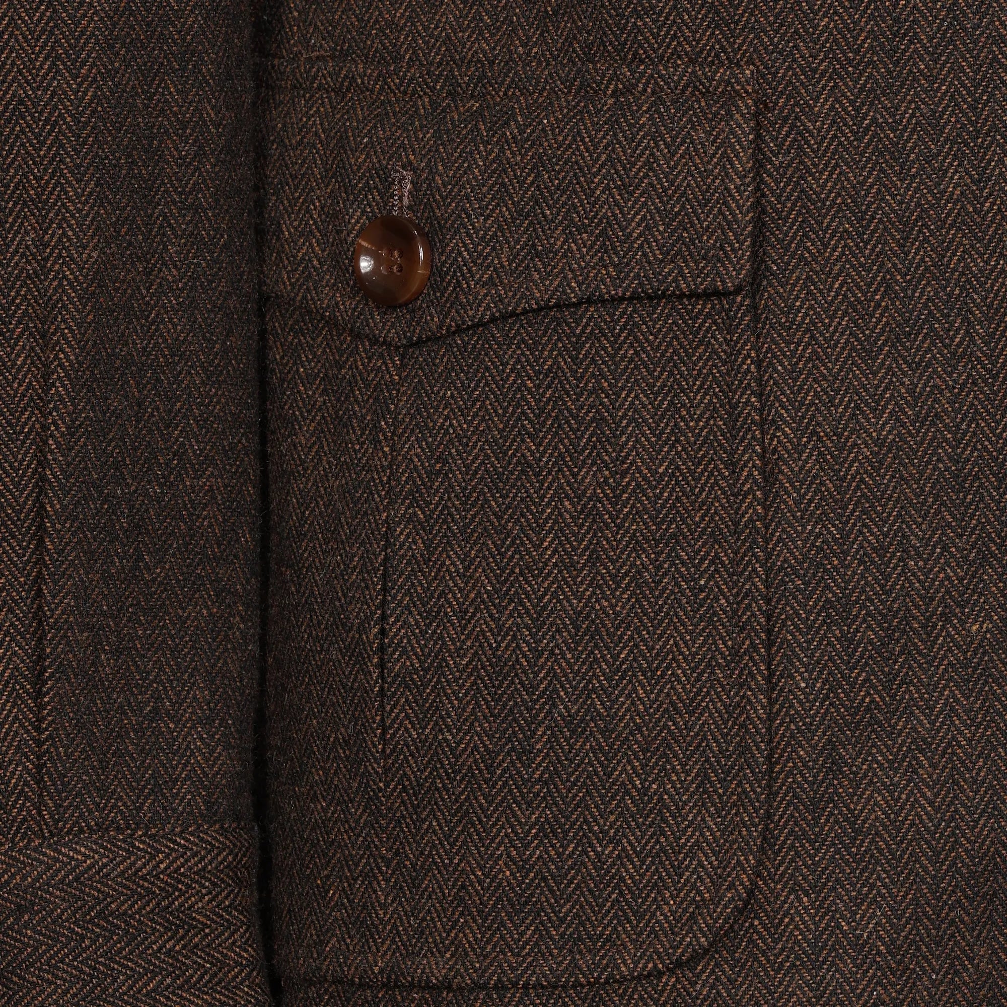 Men's Brown Wool Herringbone 2 Piece Suits