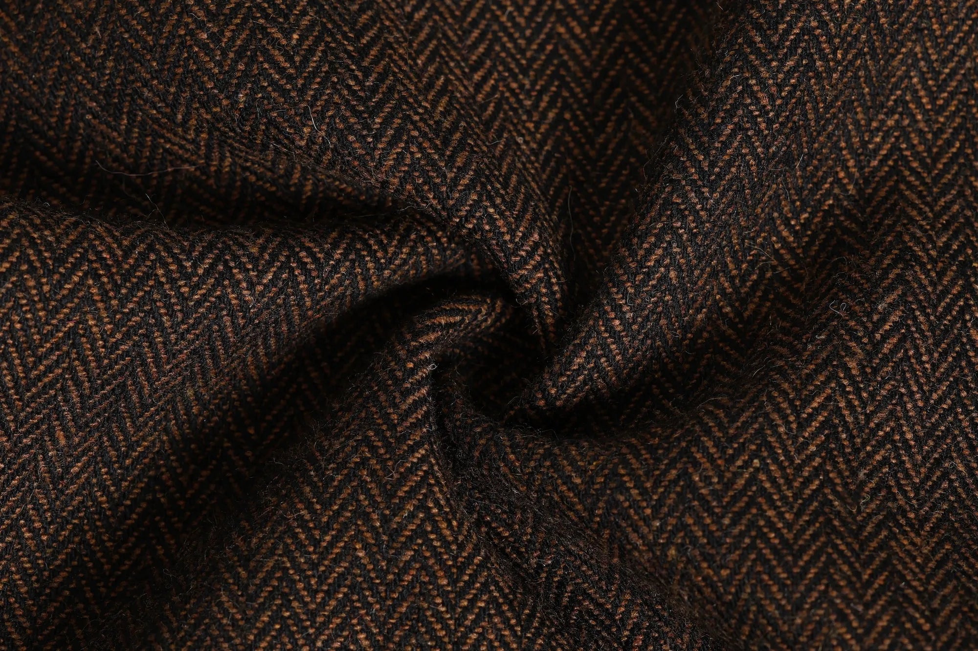 Men's Brown Wool Herringbone 2 Piece Suits