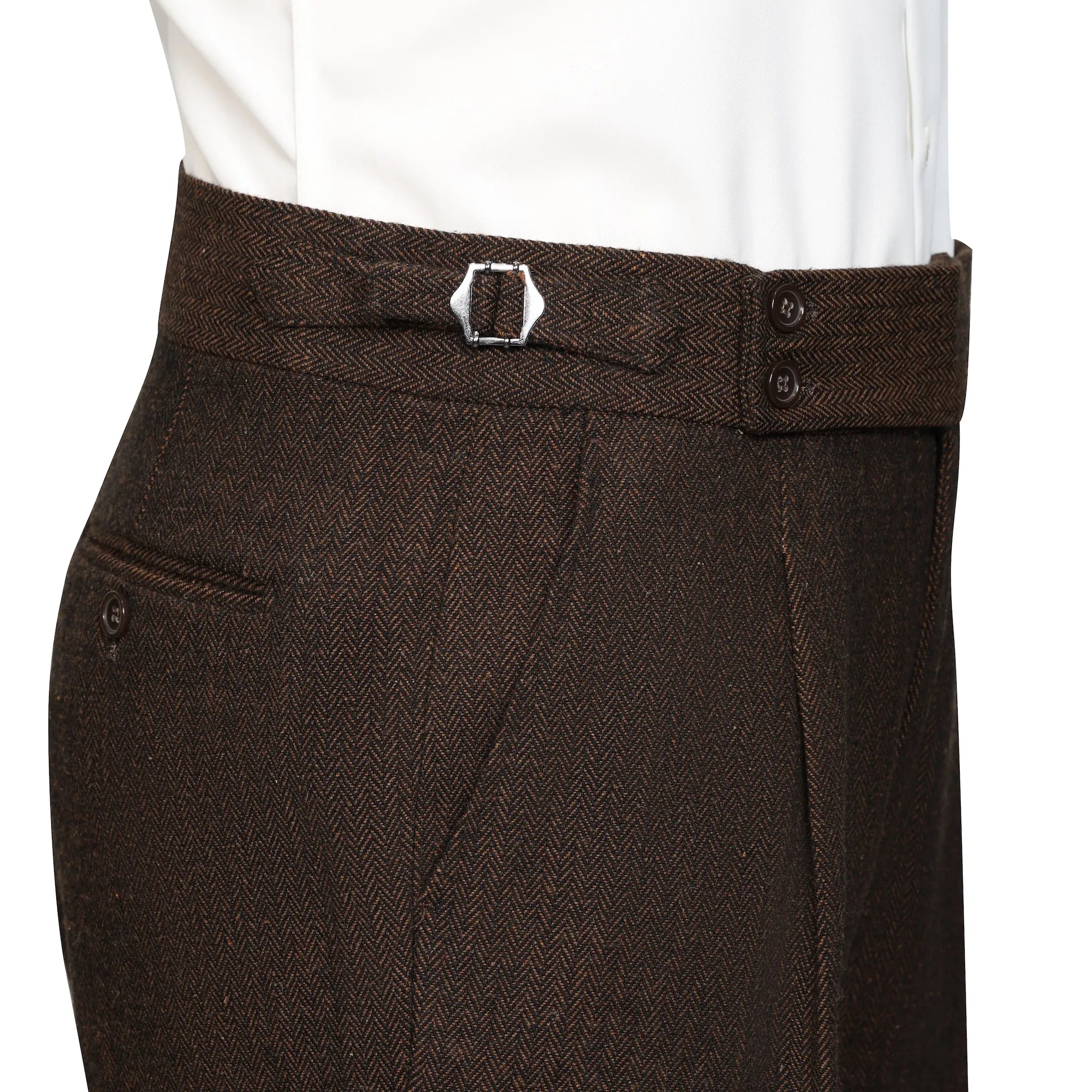 Men's Brown Wool Herringbone 2 Piece Suits